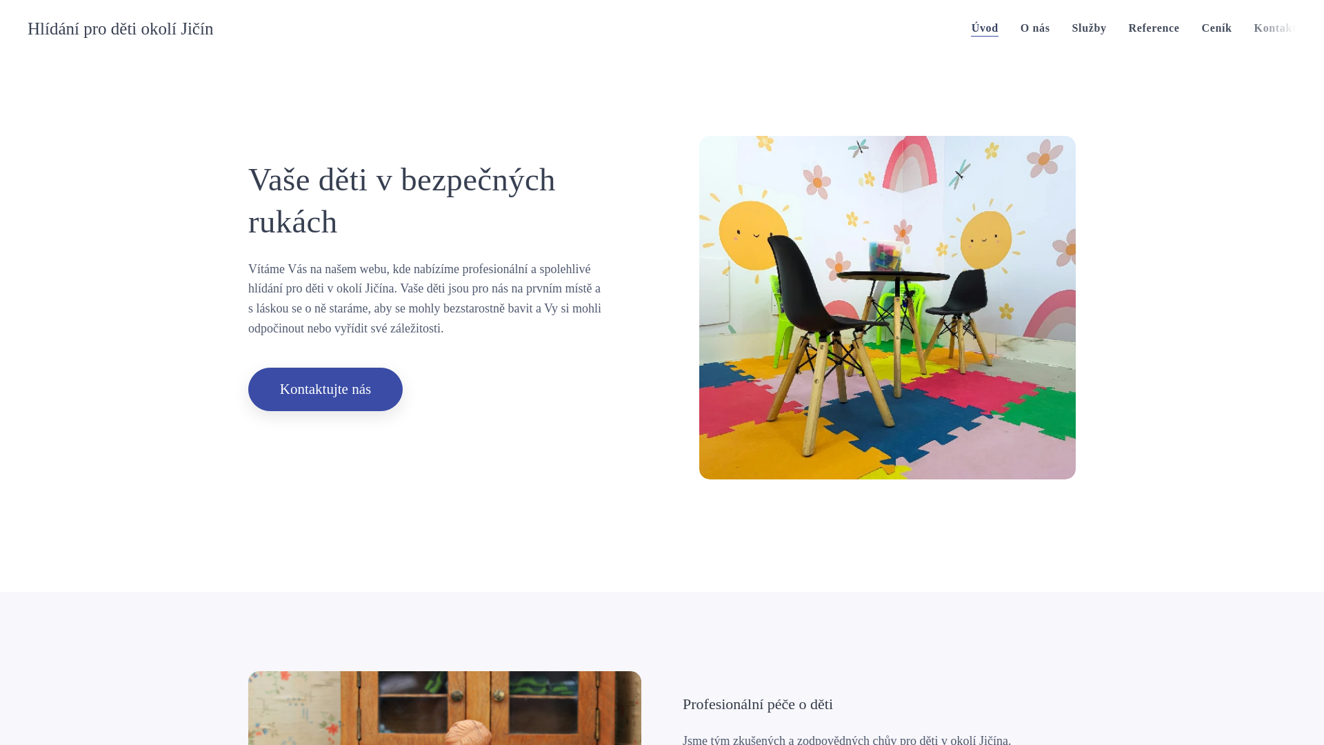 website screenshot of https://hlidani-deti-jicin.cz