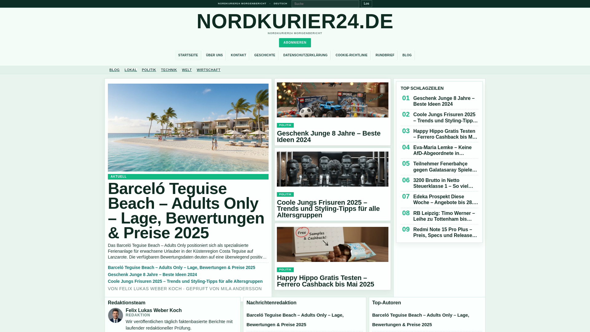 website screenshot of https://nordkurier24.de/