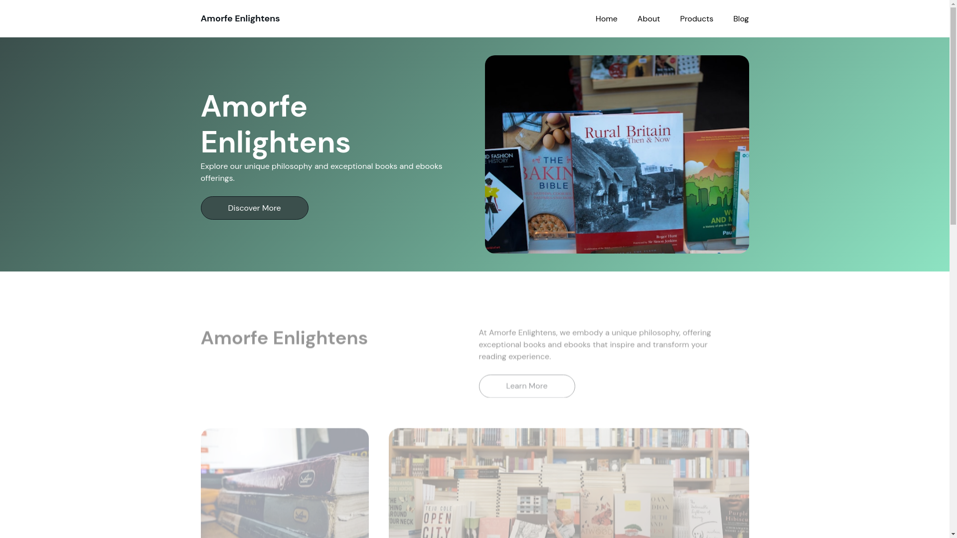 website screenshot of https://amorfepublishing.com/