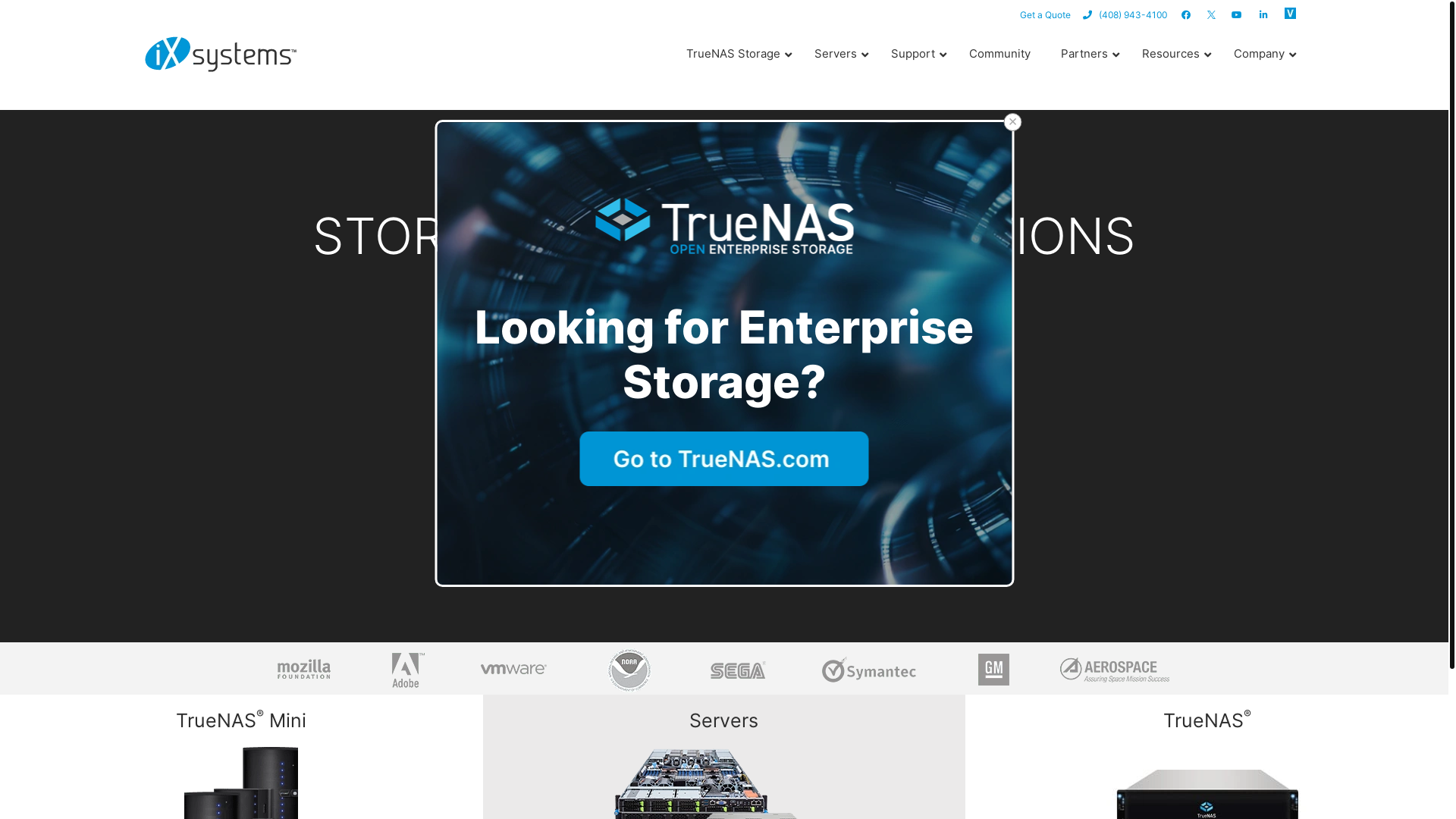 website screenshot of https://ixsystems.com