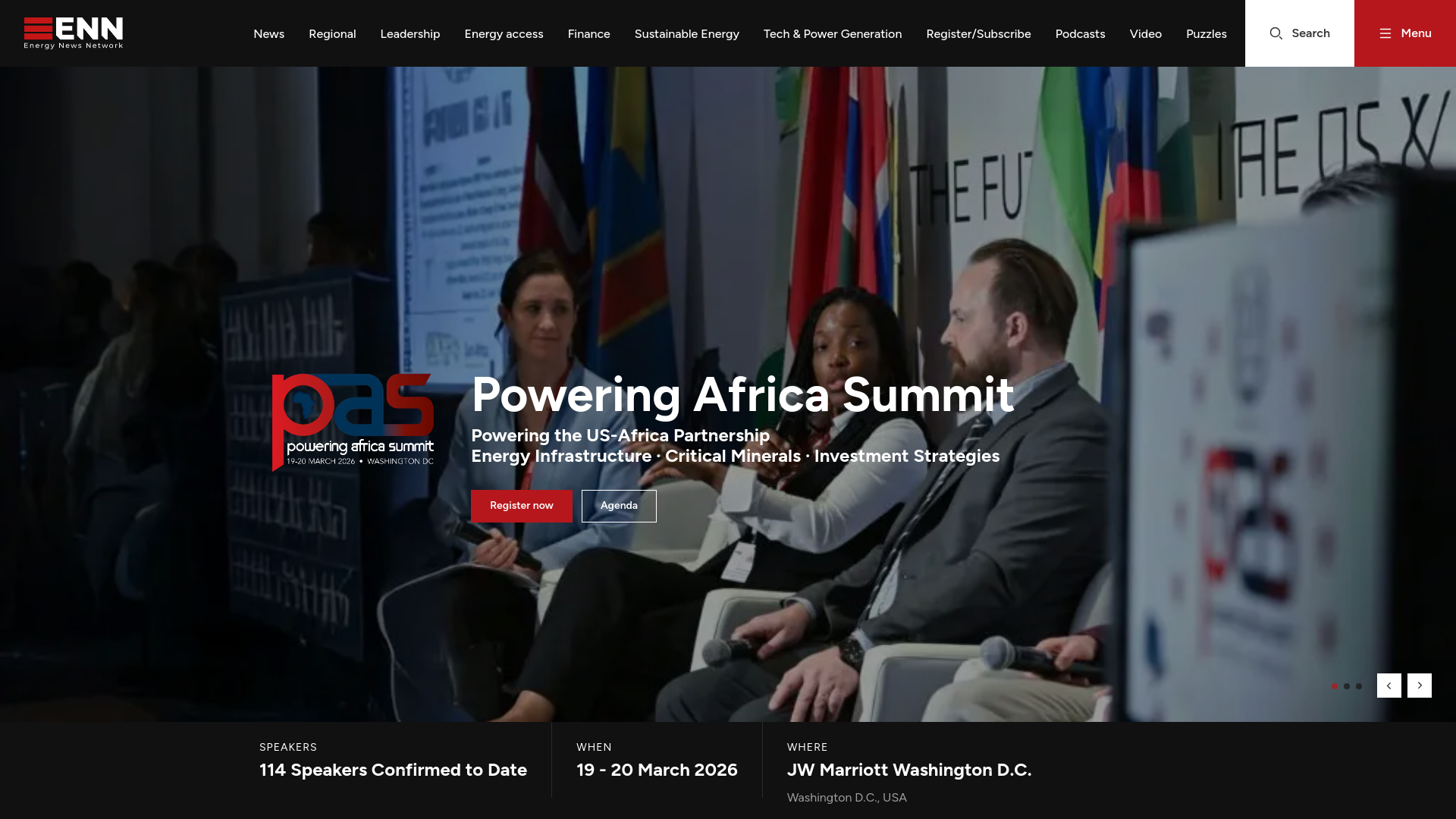 website screenshot of https://energy-news-network.com/networking/powering-africa-summit/