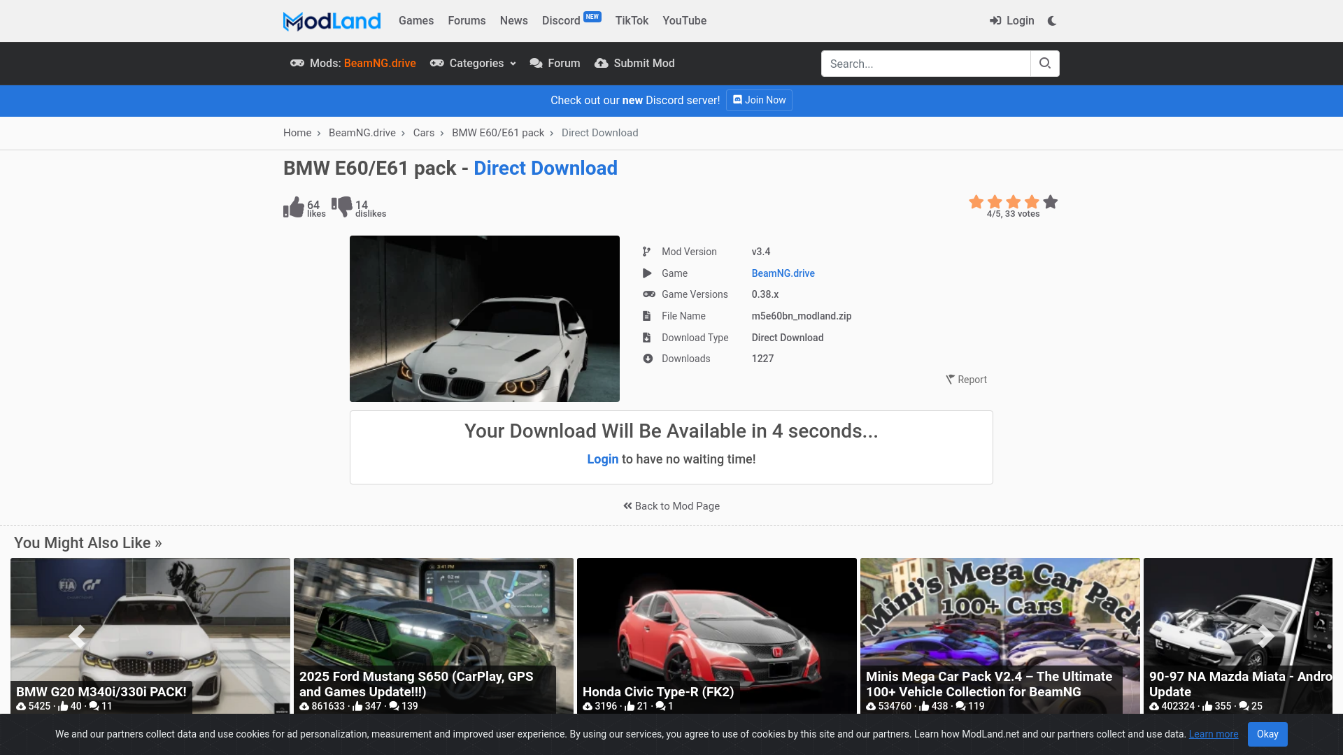 website screenshot of https://www.modland.net/download/567762