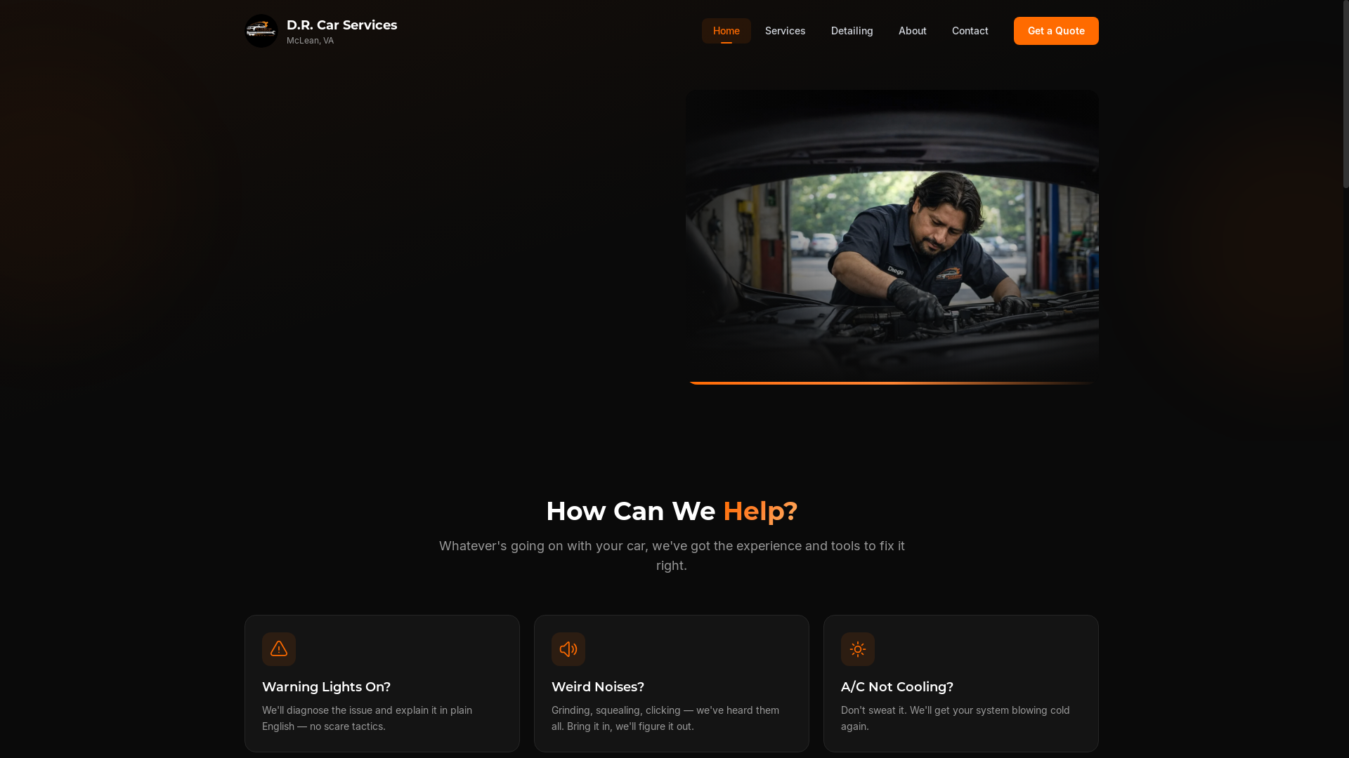 website screenshot of https://drcarservices-va.com/