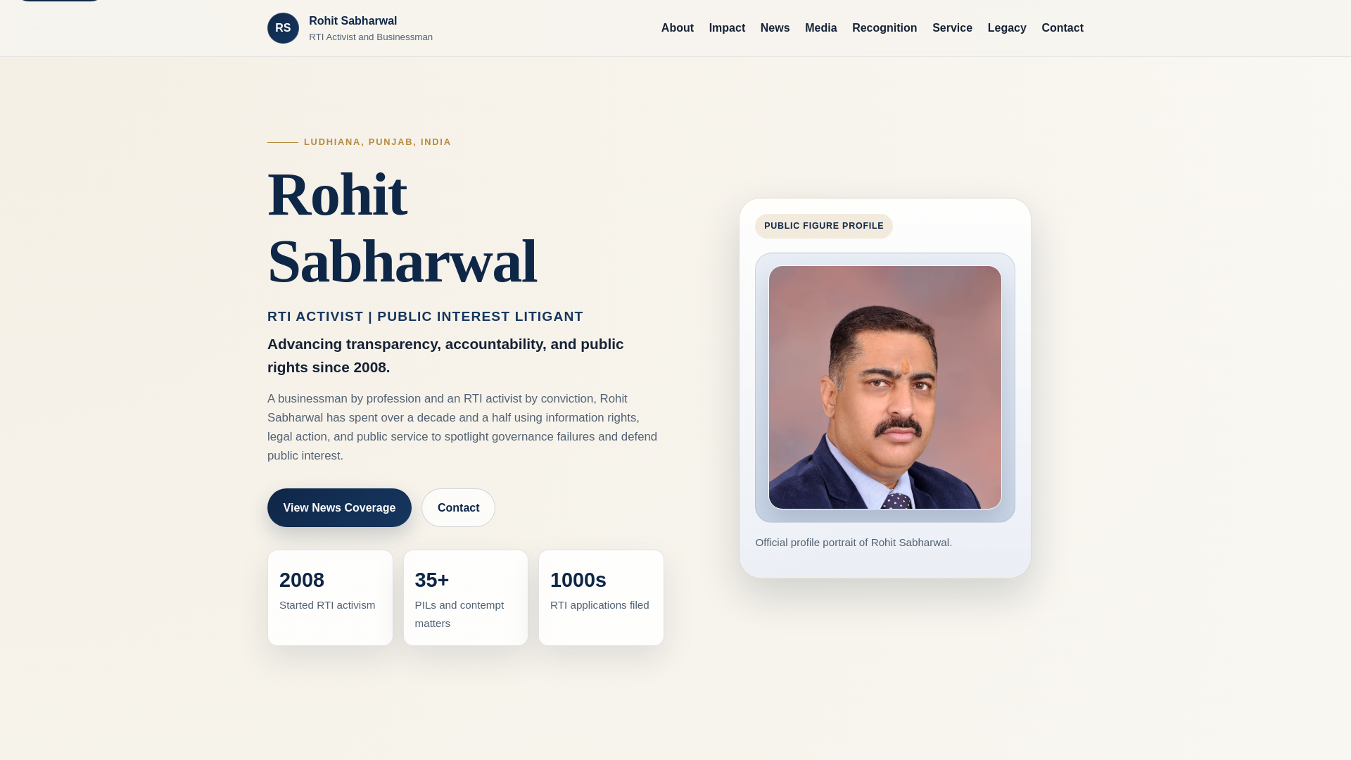 website screenshot of https://rohitsabharwal.org/