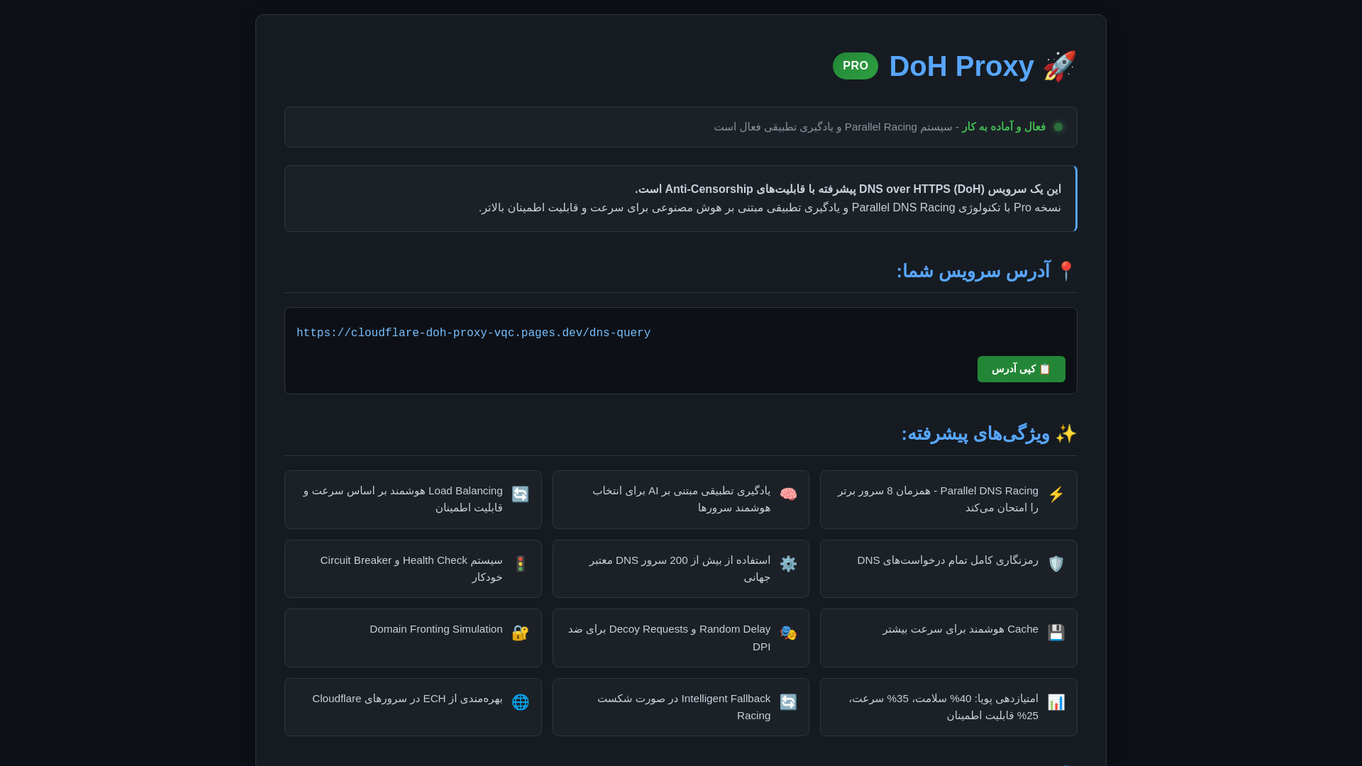website screenshot of https://cloudflare-doh-proxy-vqc.pages.dev/