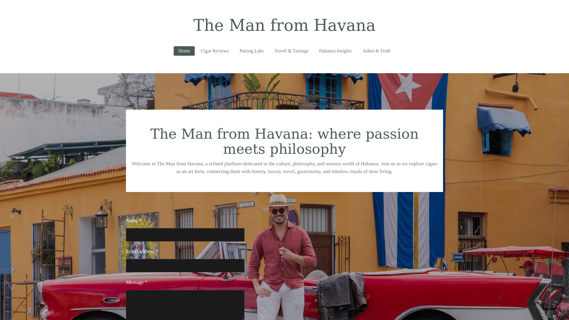 website screenshot of https://the-man-from-havana.com/