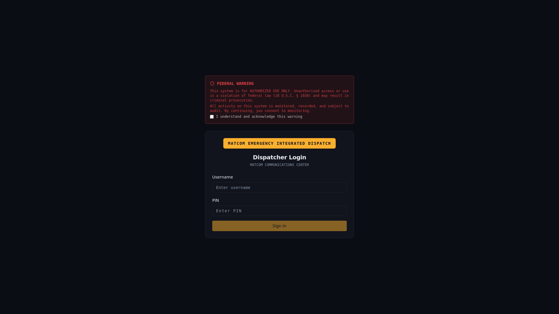website screenshot of https://matcom-crisiscomms.us/