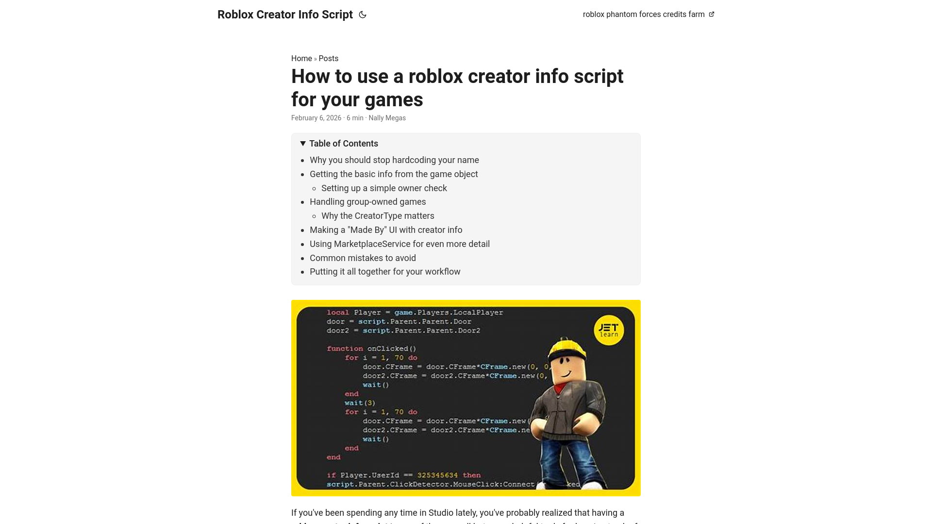 website screenshot of https://roblox-creator-info-script.pages.dev/
