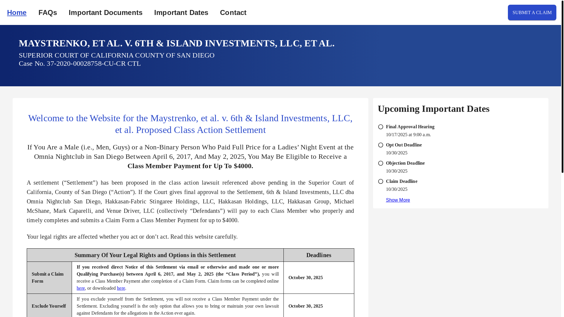website screenshot of https://omniasandiegosettlement.com/