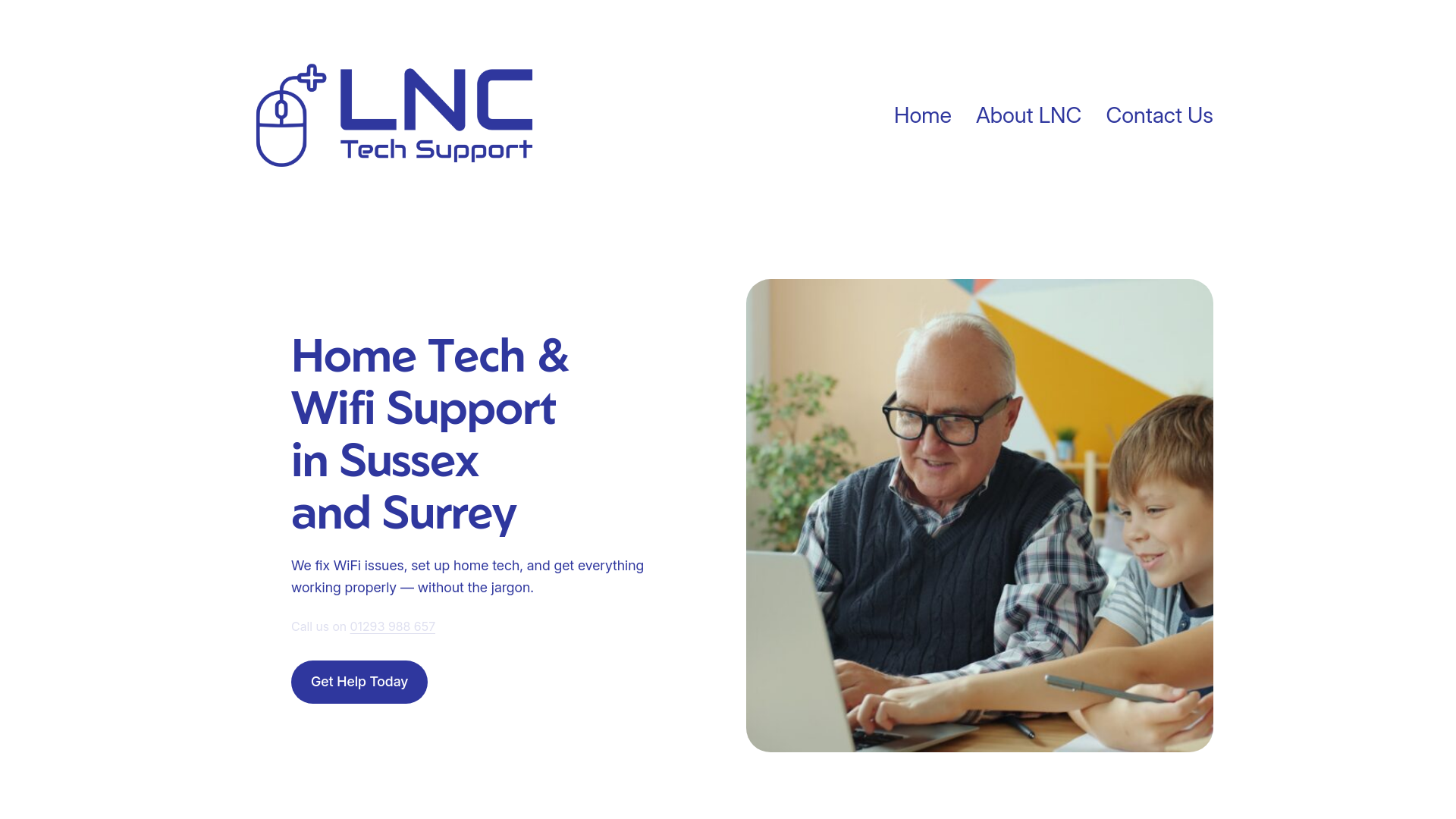 website screenshot of https://lnctechsupport.co.uk/