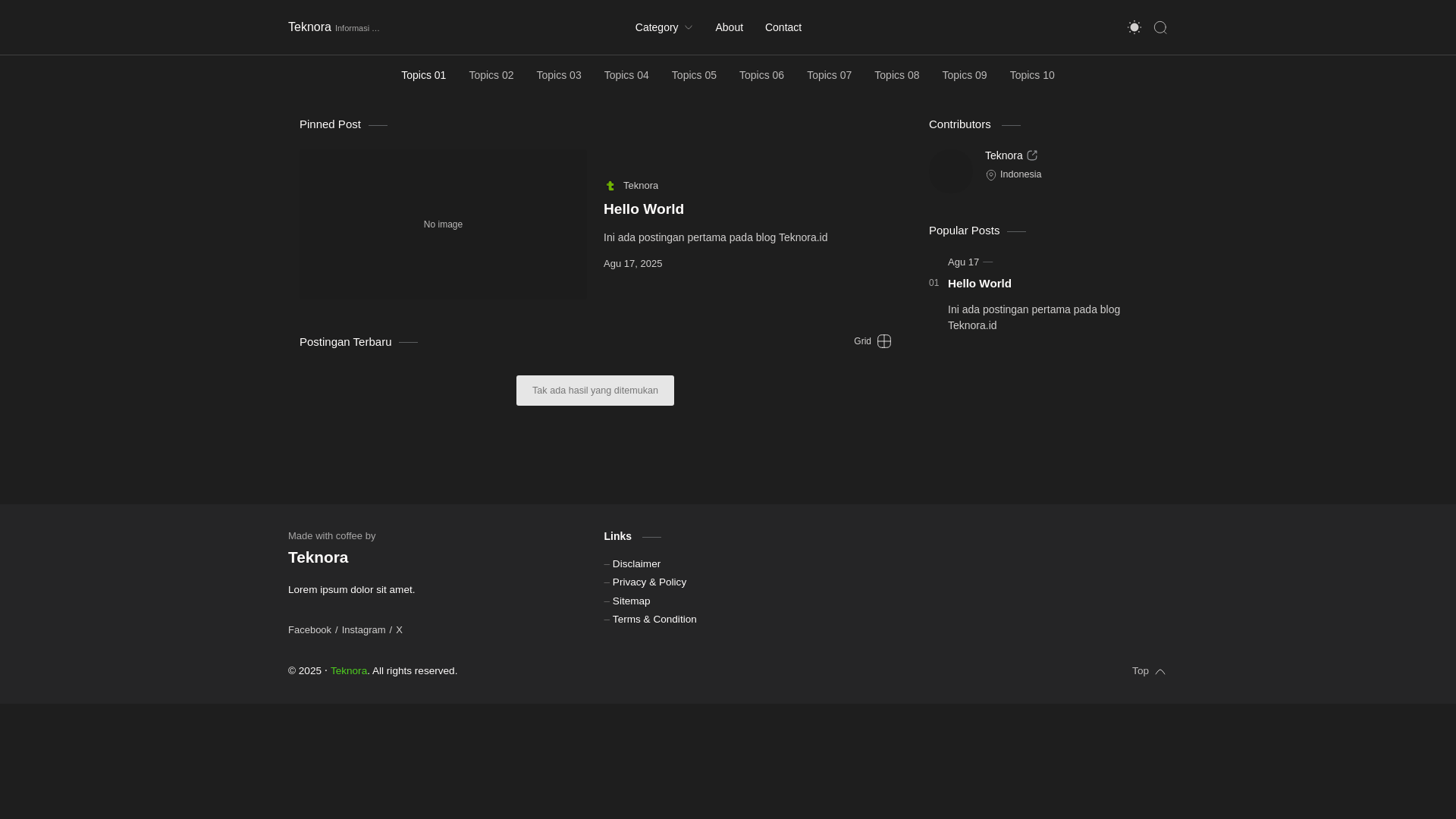 website screenshot of https://teknora.id/
