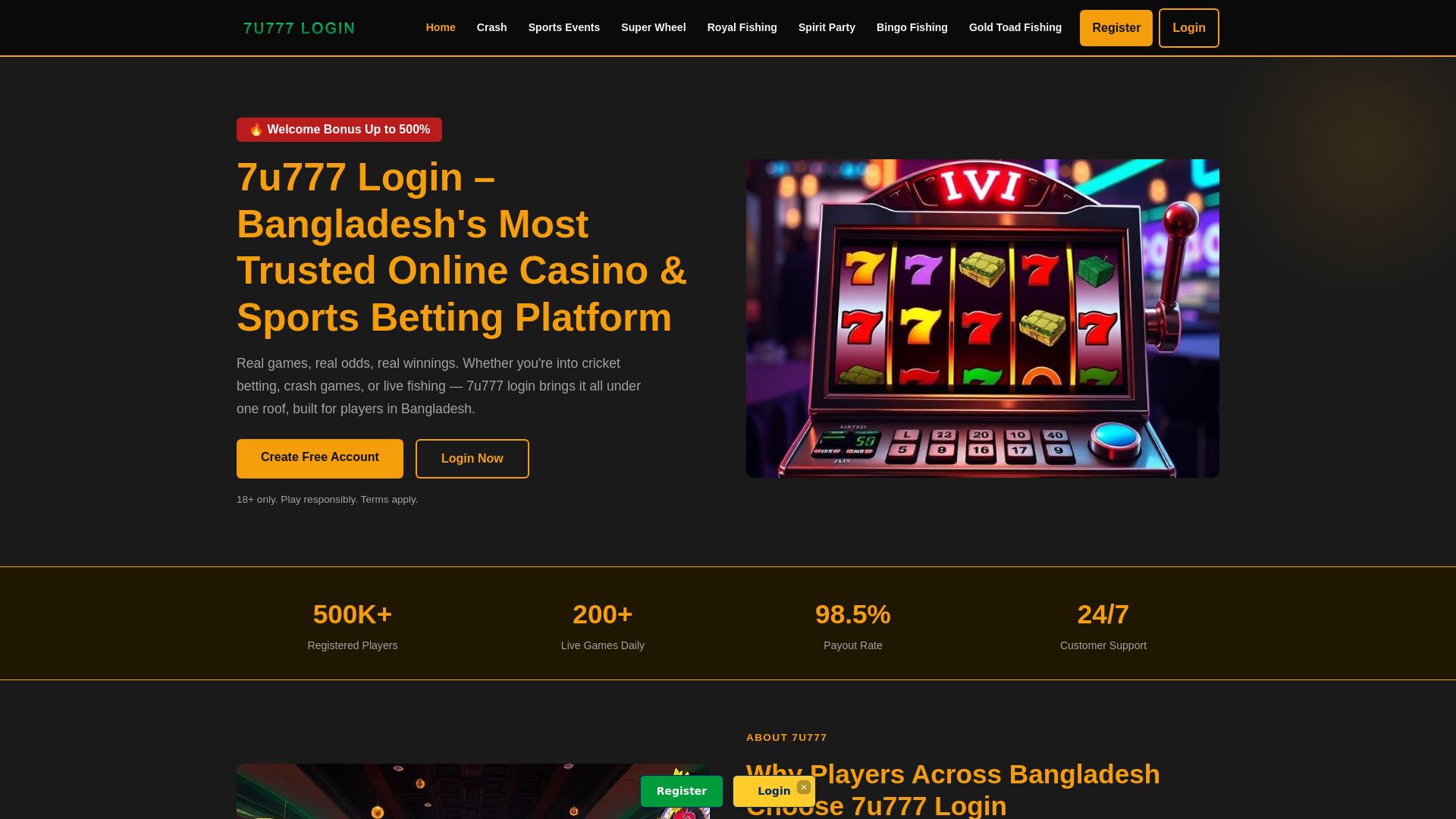 website screenshot of https://7u777-login.app/