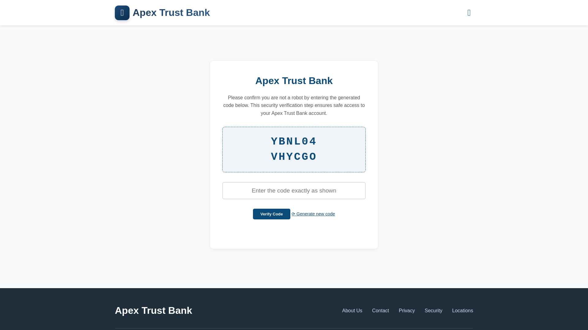 website screenshot of https://apextrustfinance.online