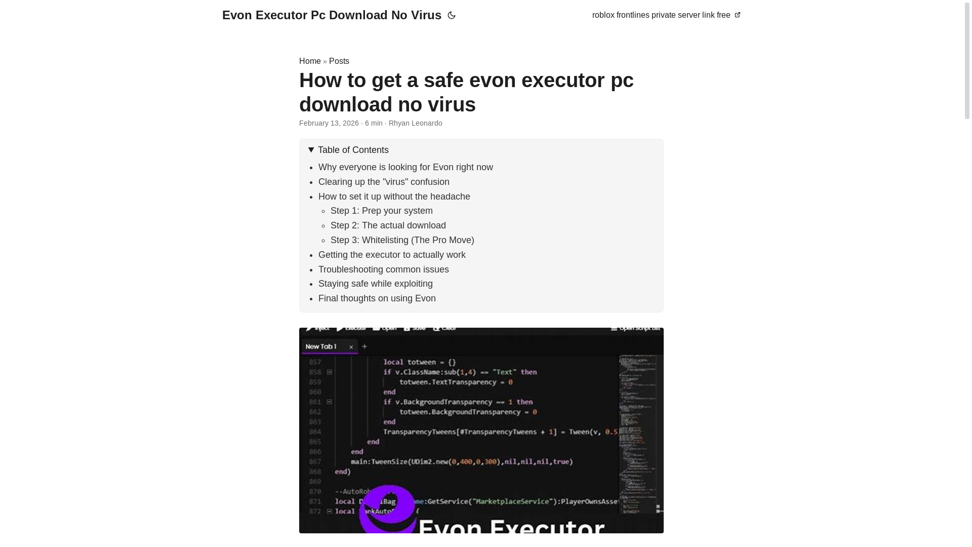 website screenshot of https://evon-executor-pc-download-no-virus.pages.dev/