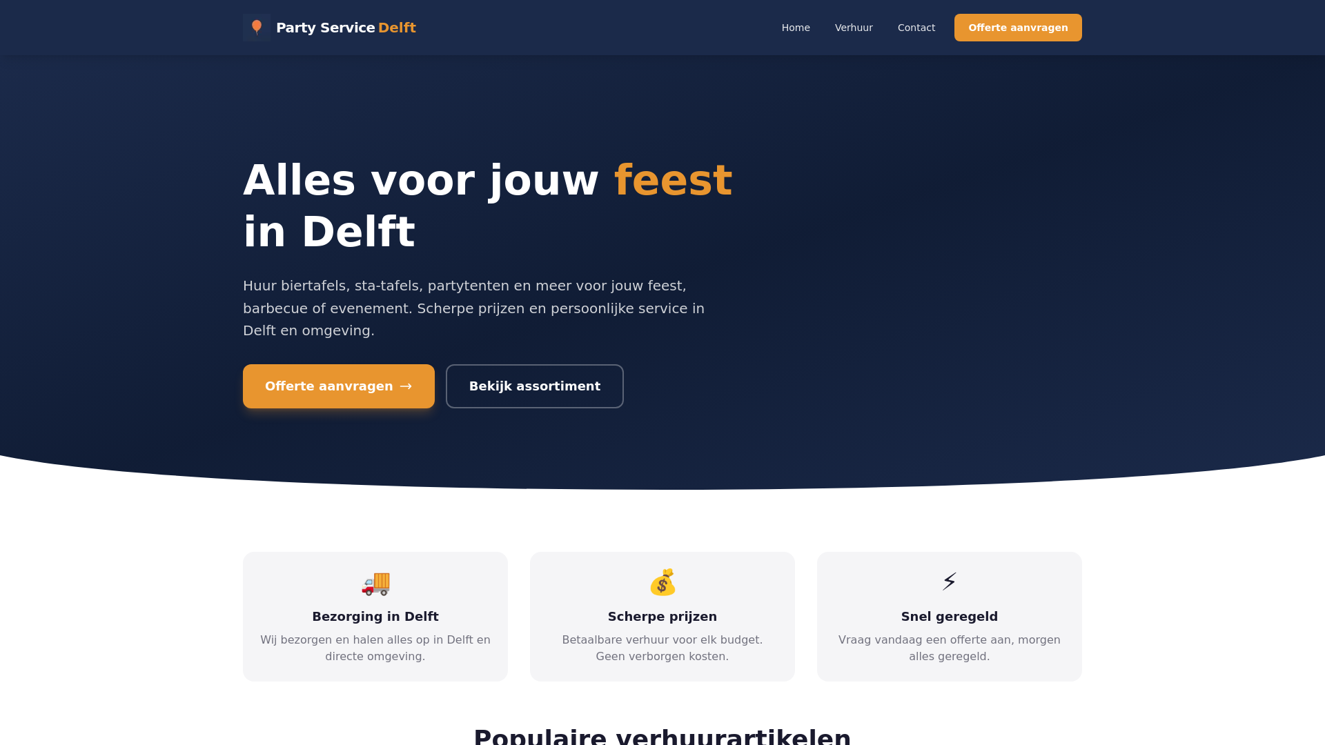 website screenshot of https://partyservicedelft.nl/