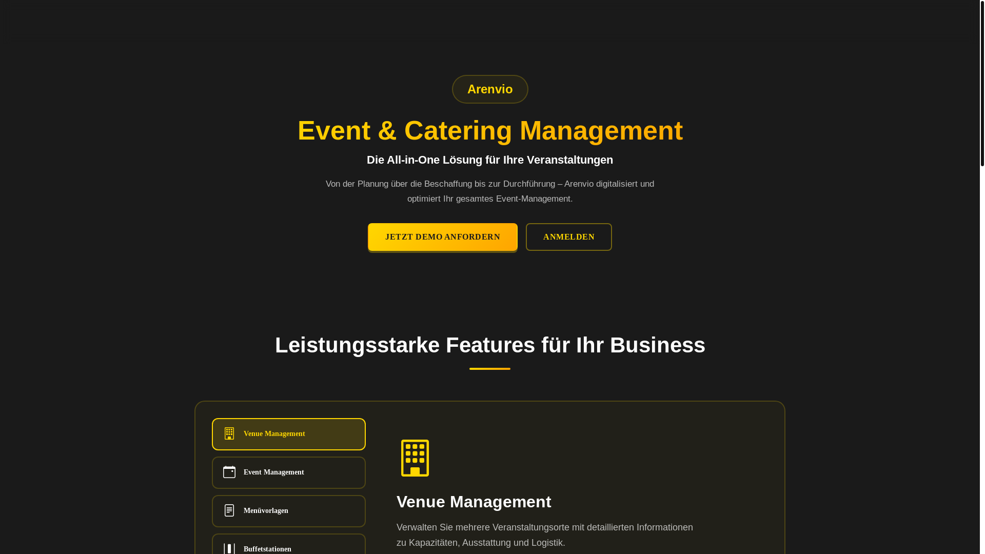 website screenshot of https://arenvio.com/