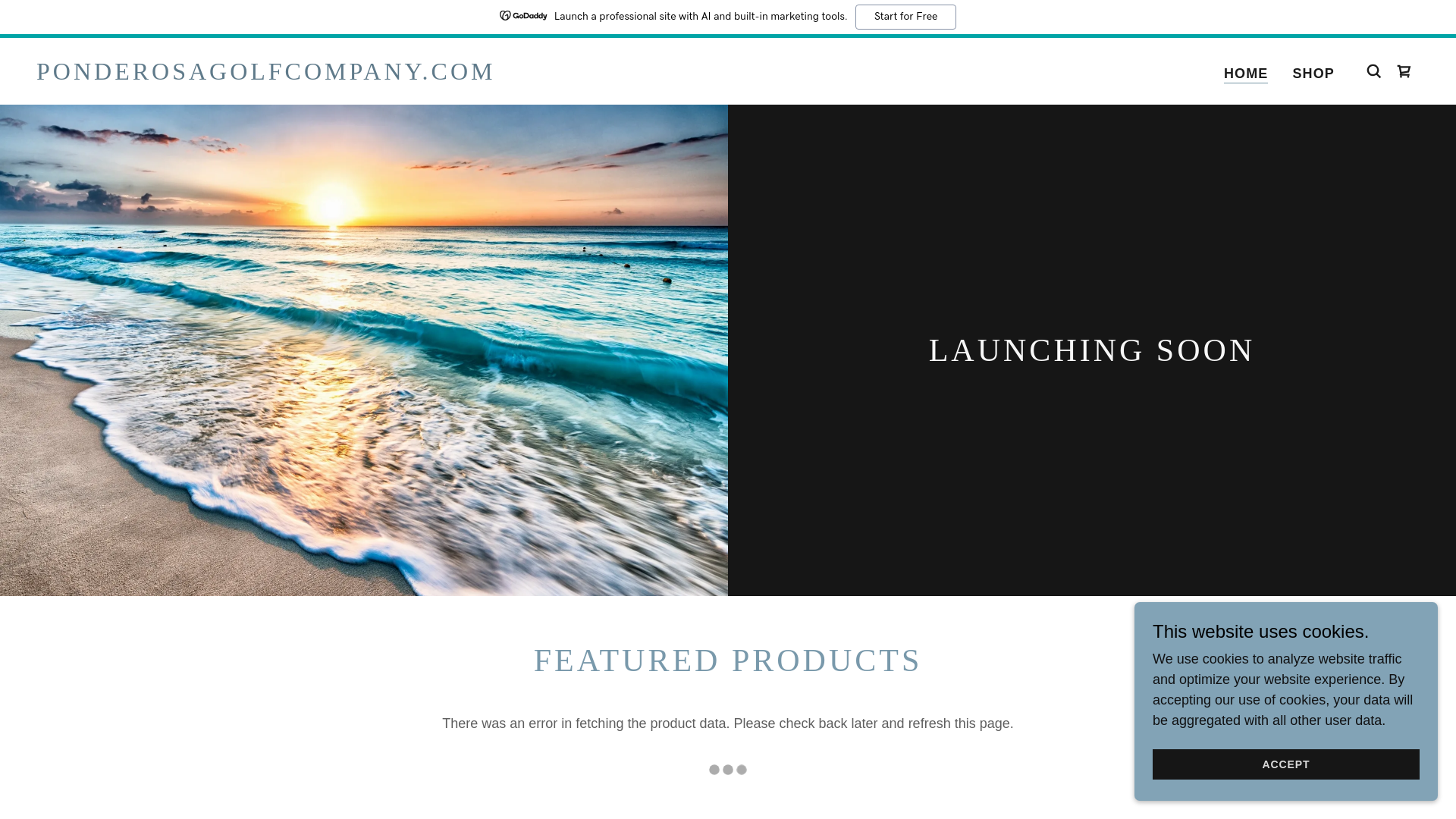 website screenshot of https://ponderosagolfcompany.com/