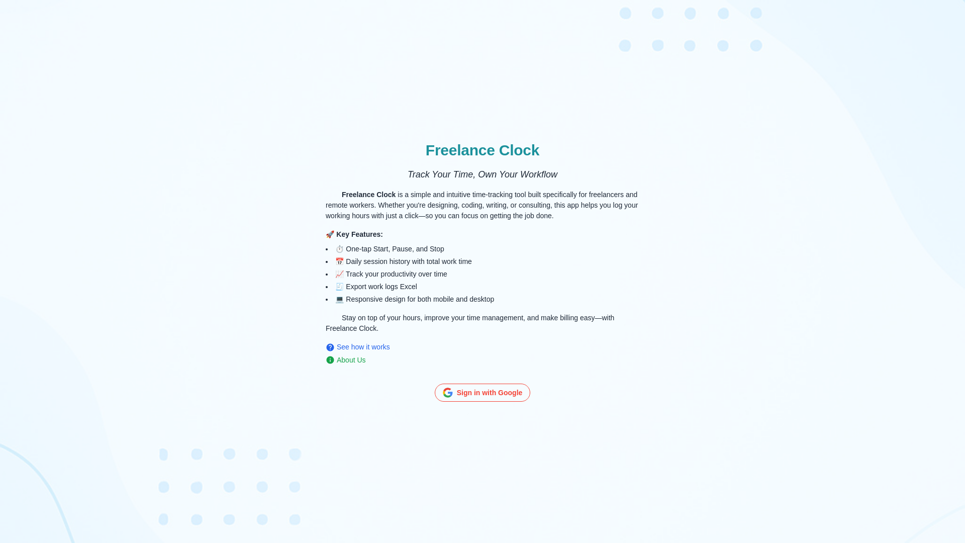 website screenshot of https://freelance-clock.pages.dev/