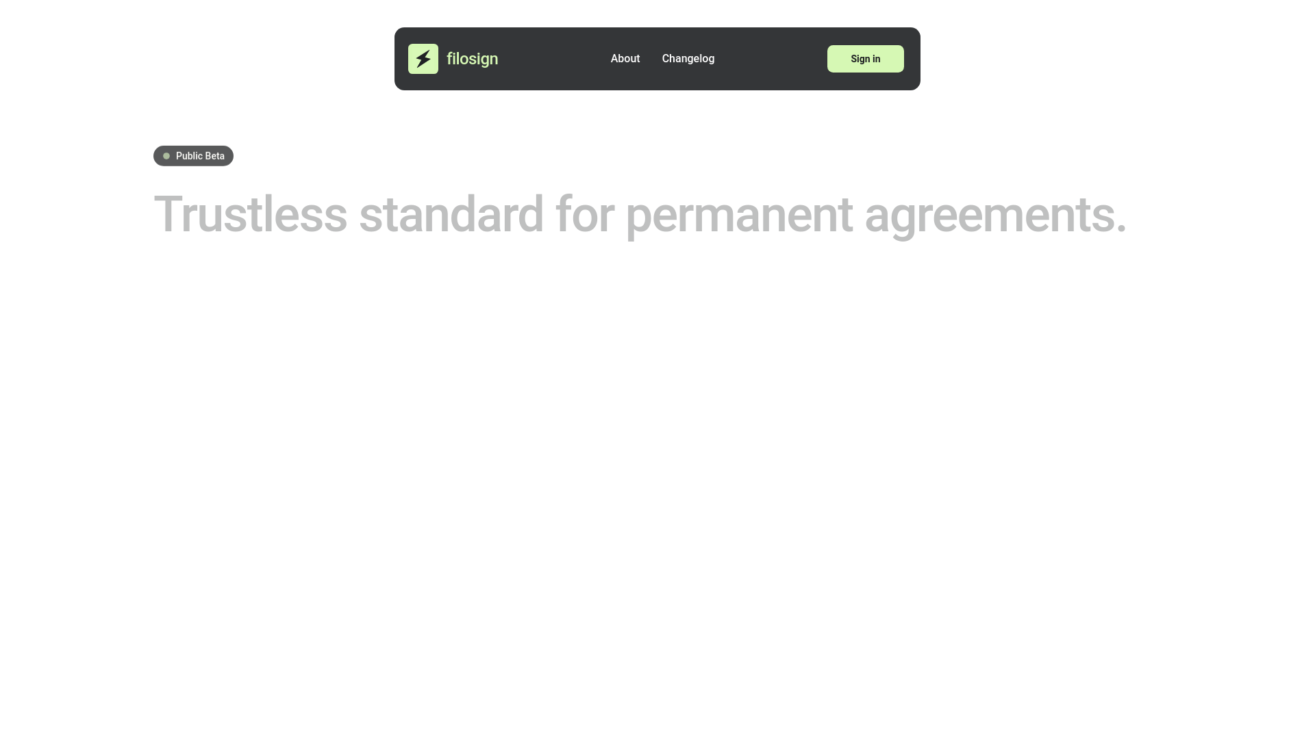 website screenshot of https://filosign-staging.pages.dev/