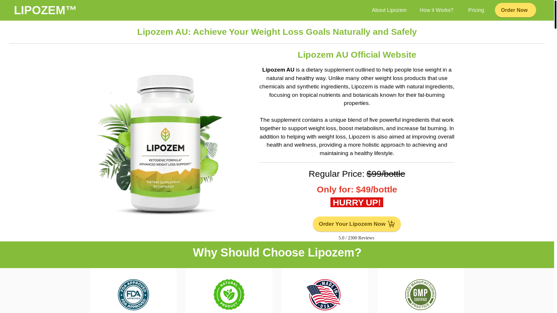 website screenshot of https://au-lipozem.au/