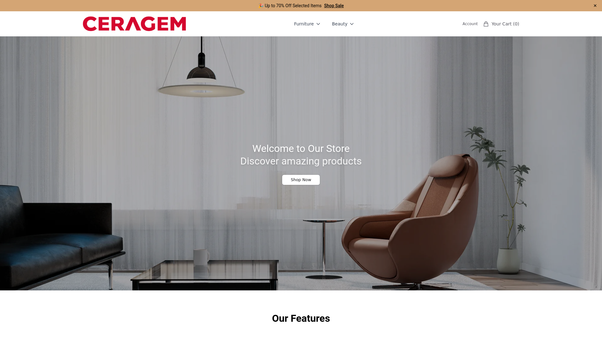 website screenshot of https://ceragemhome.shop/