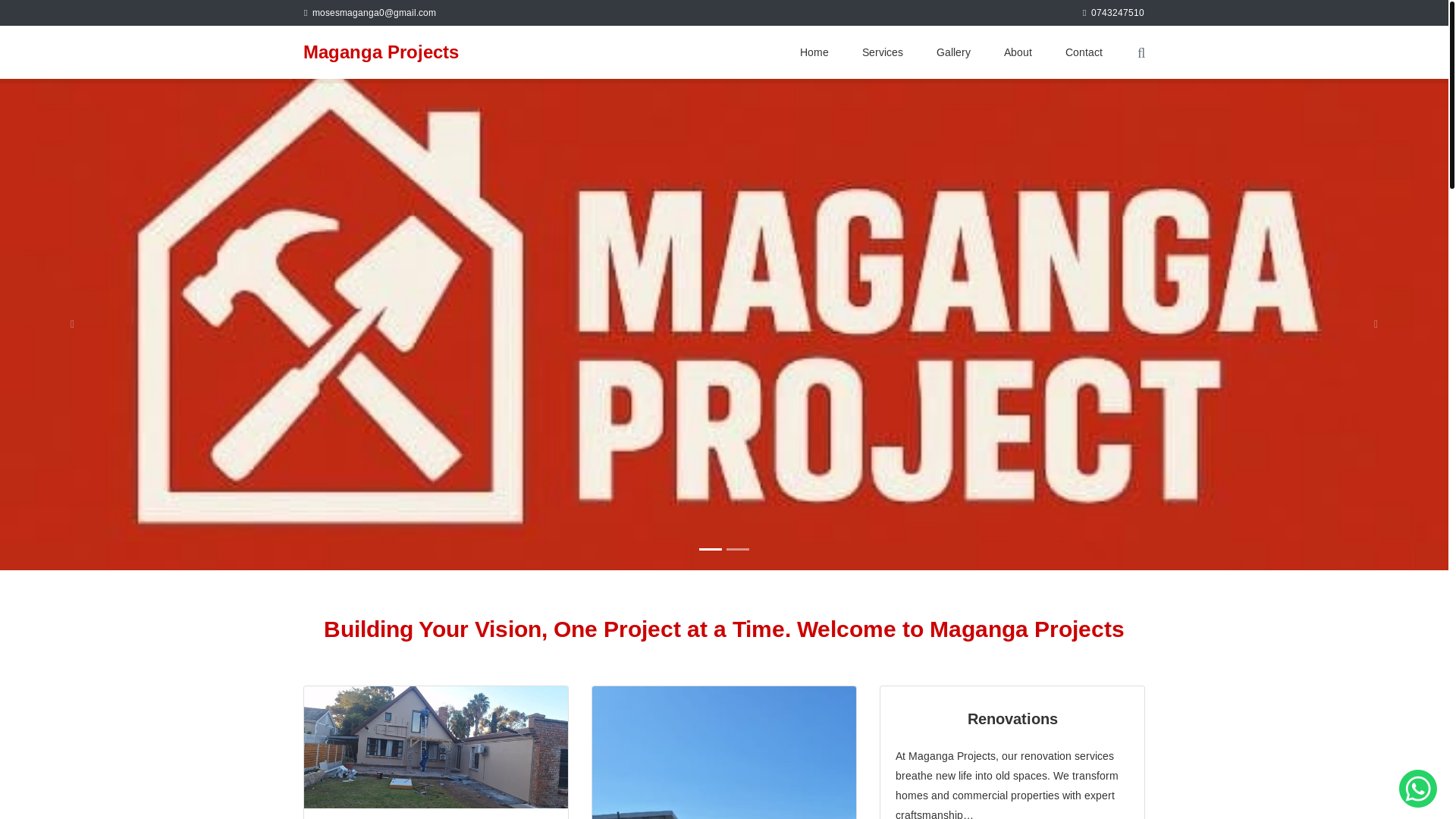 website screenshot of https://magangaprojects.co.za/