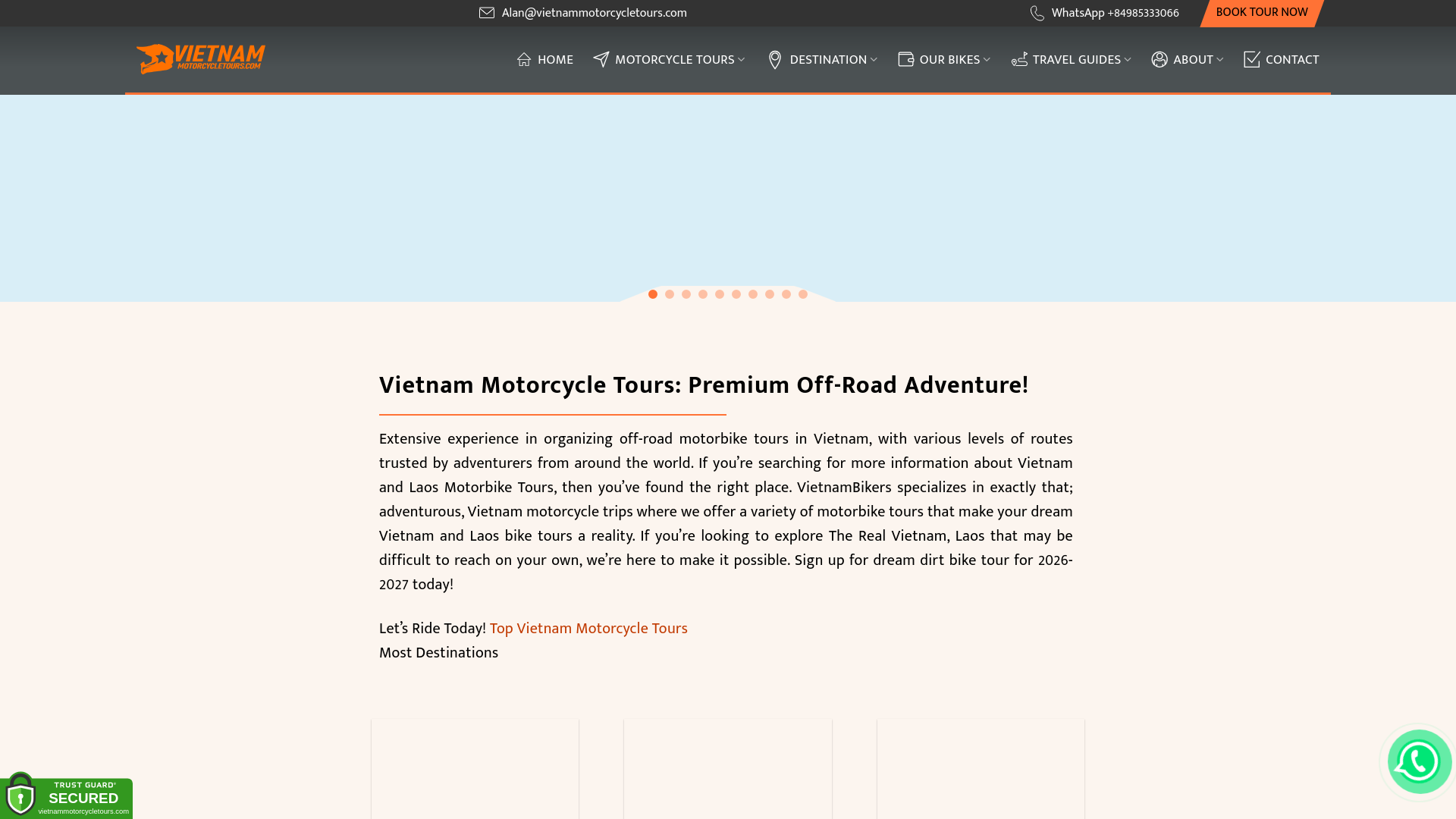 website screenshot of https://vietnammotorcycleloop.com/