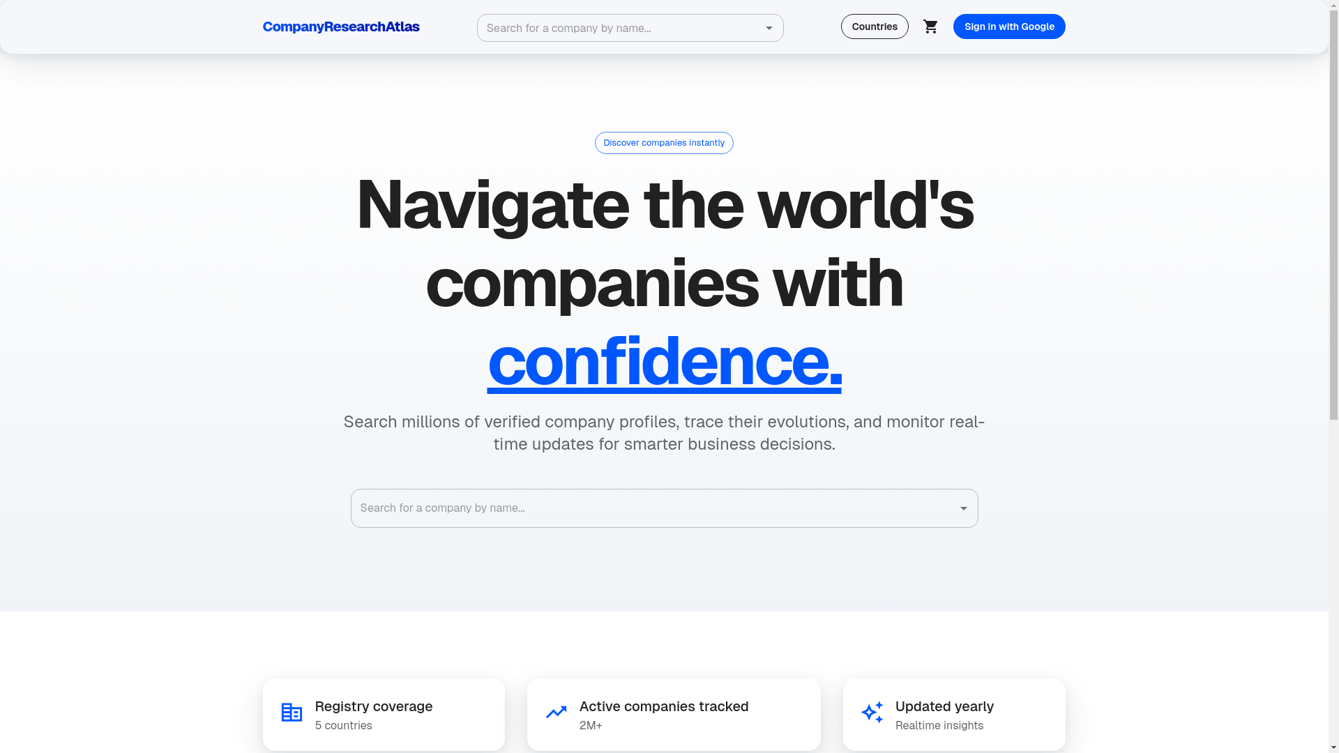website screenshot of https://thecompanyatlas.com/