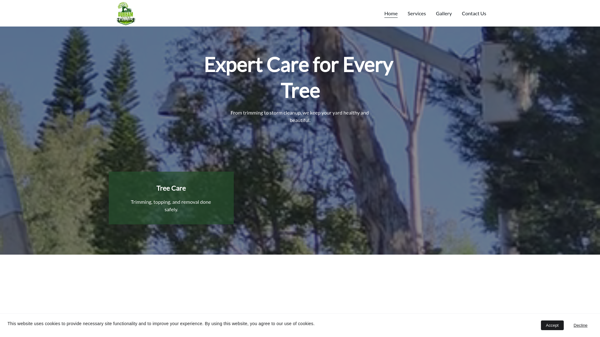 website screenshot of https://durhamtreeexperts.com/
