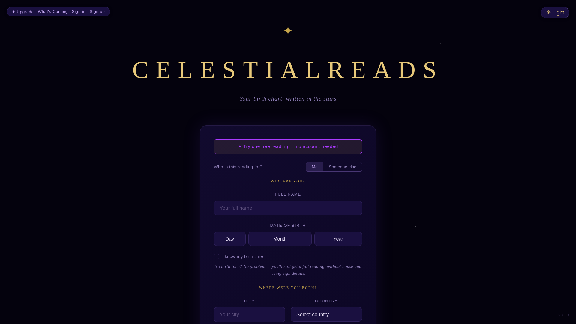 website screenshot of https://celestialreads.app