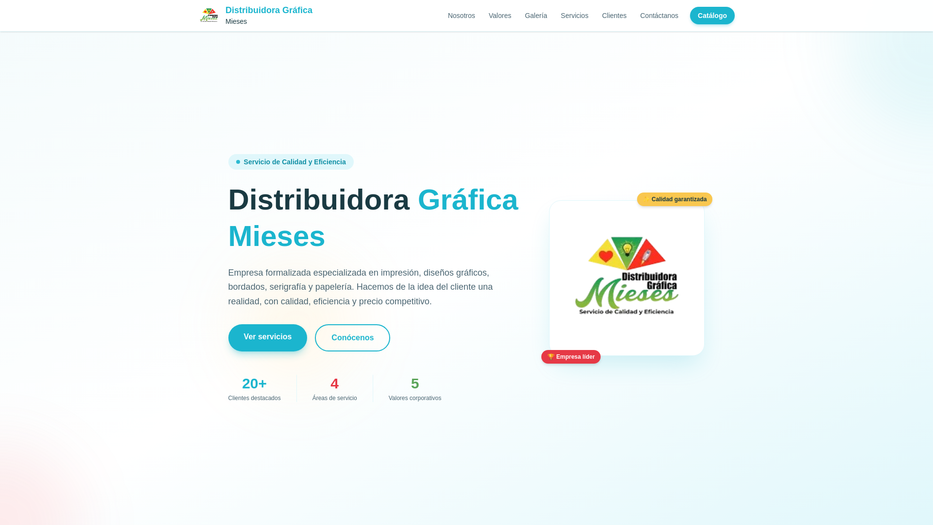 website screenshot of https://distribuidoragraficamieses.com/