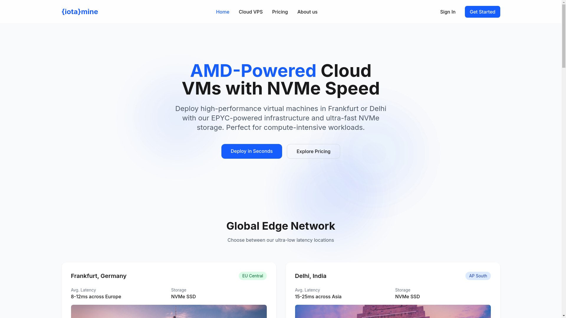 website screenshot of https://iotamine.net/