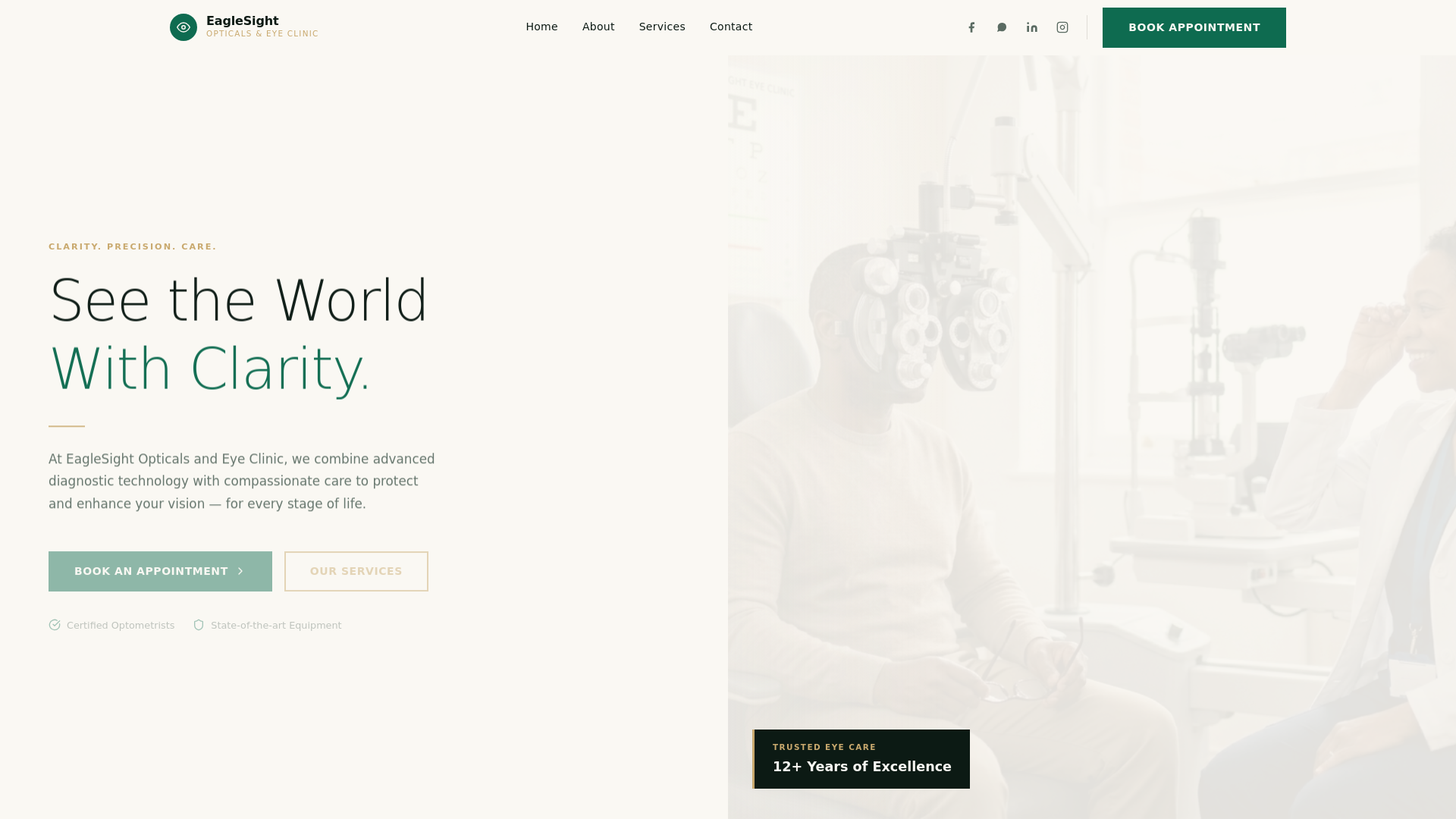 website screenshot of https://eaglesighteyeclinic.com/