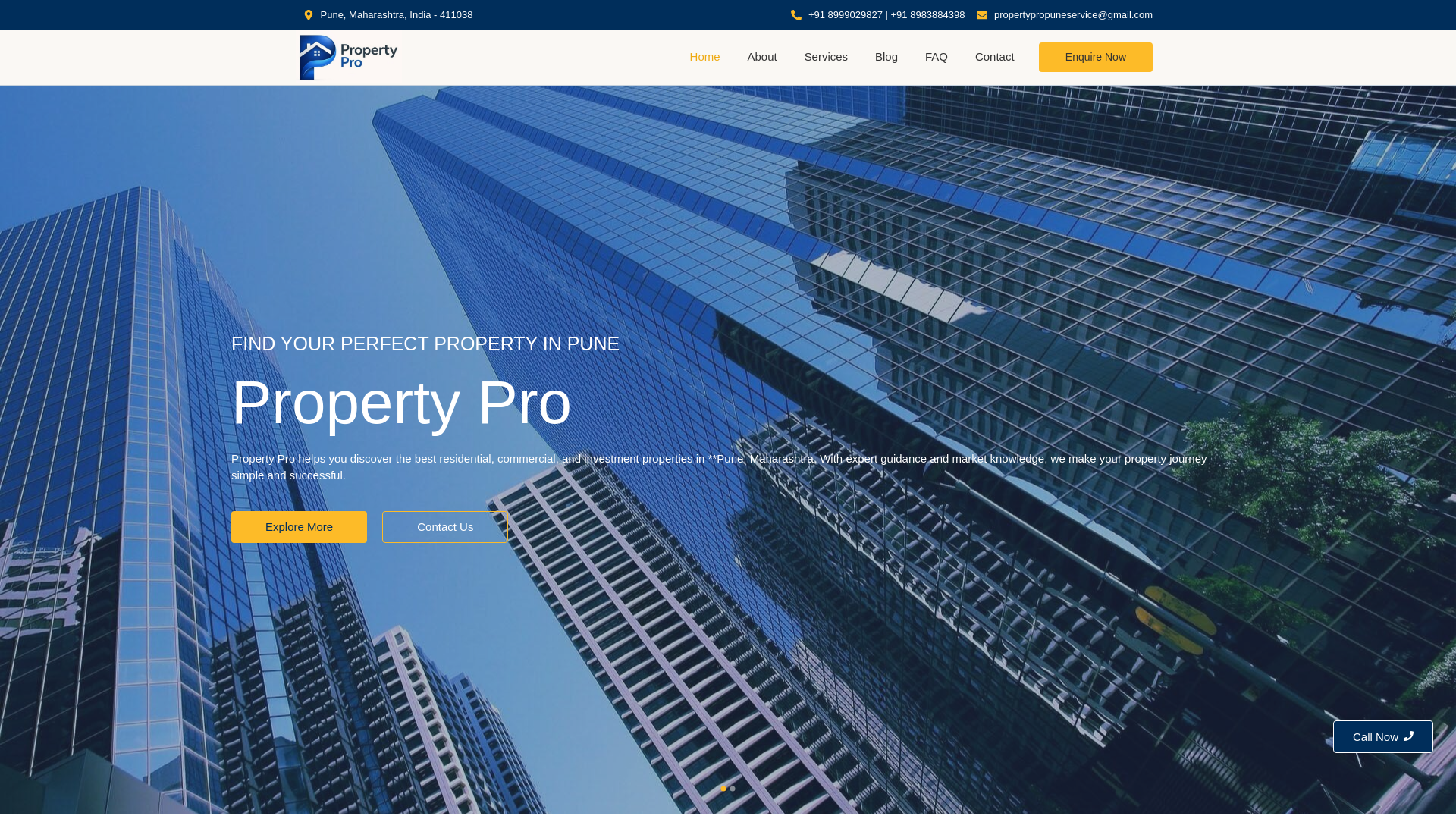 website screenshot of https://propertypropune.in/