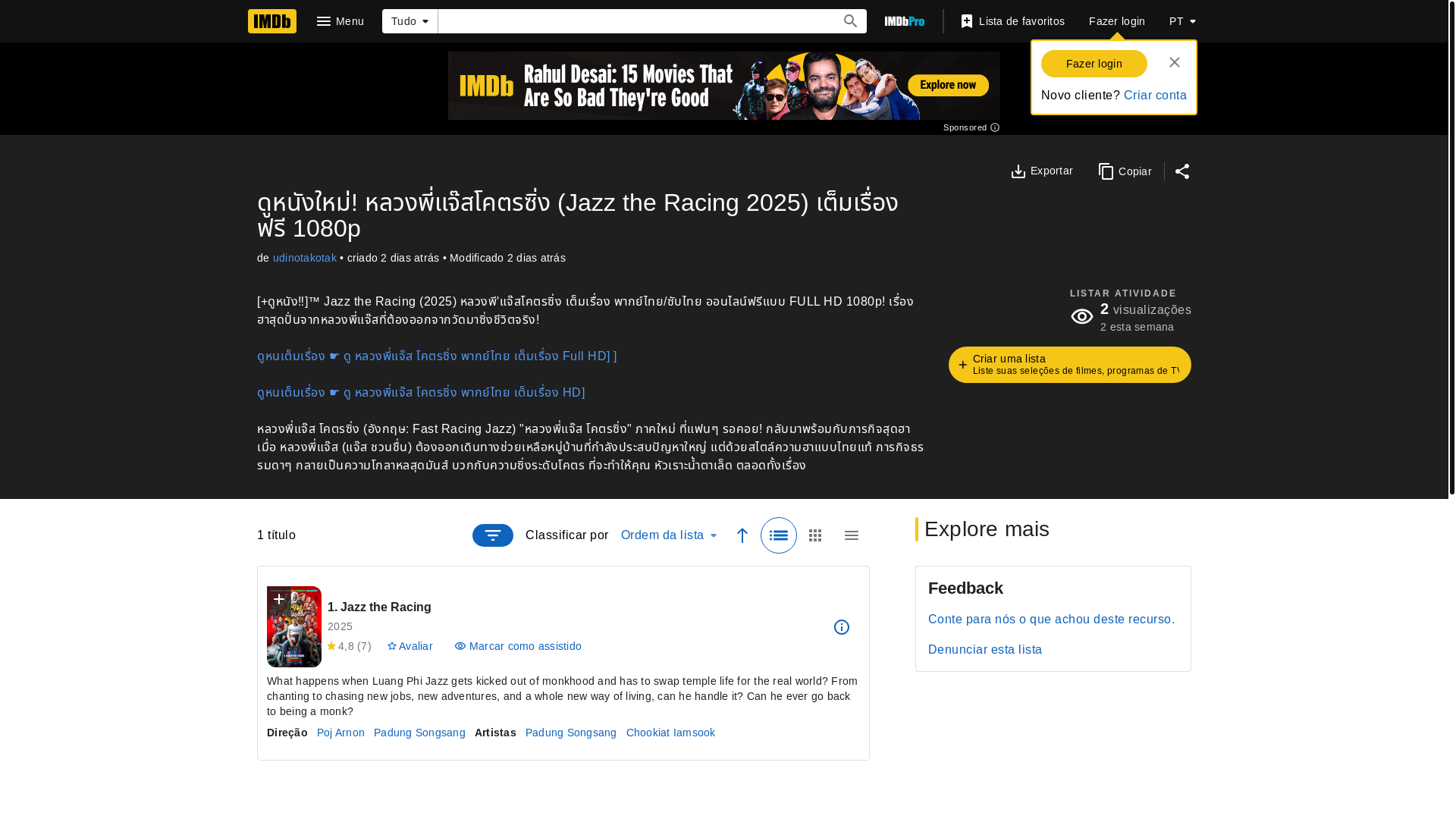 website screenshot of https://www.imdb.com/pt/list/ls598023362/