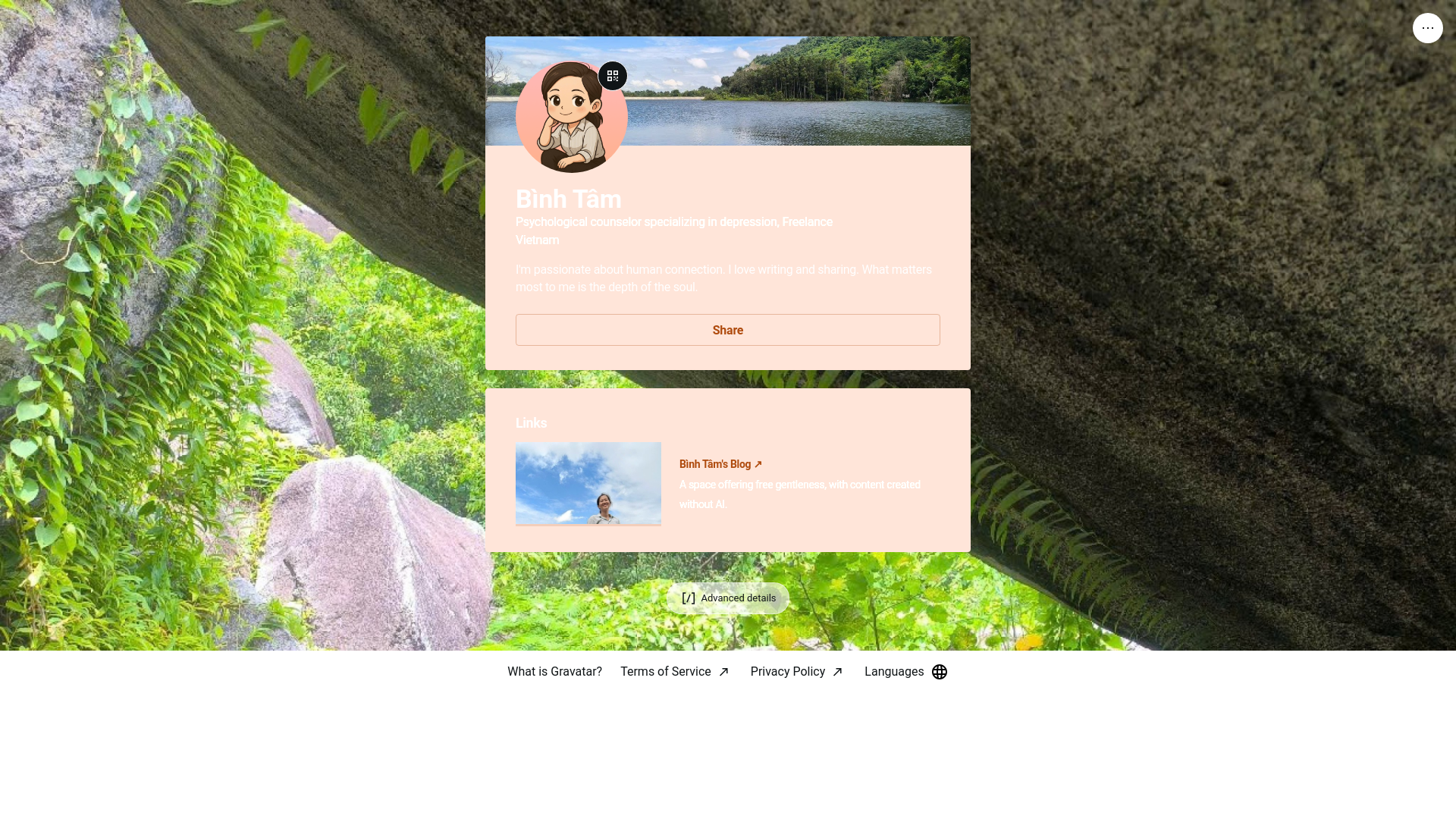 website screenshot of https://binhtam.link/