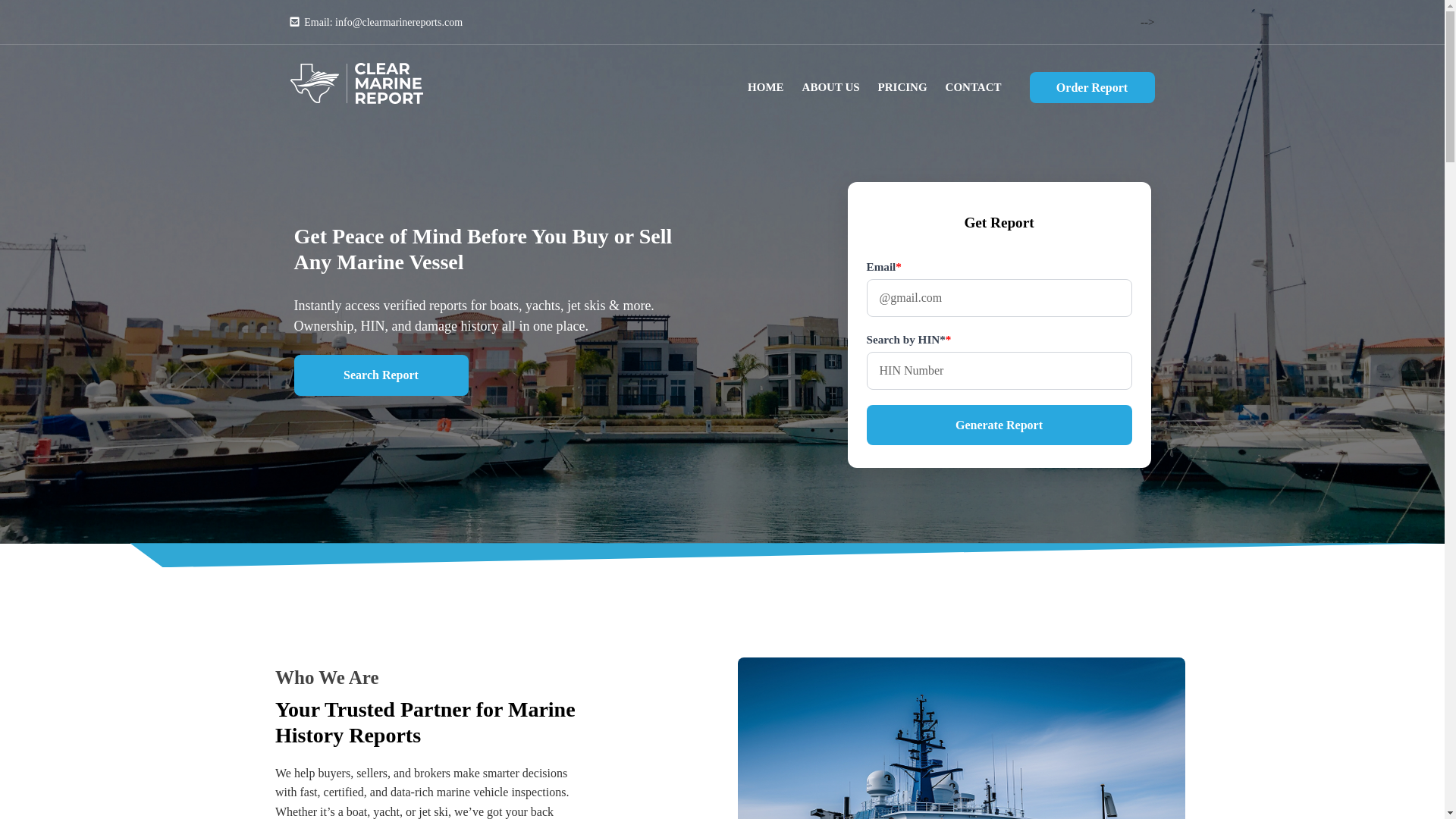 website screenshot of https://clearmarinereports.com/