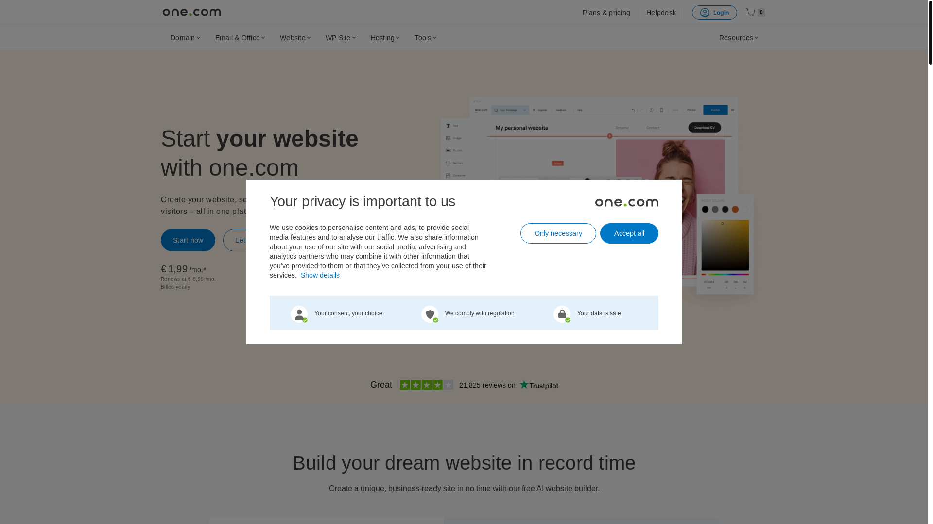 website screenshot of https://one.one