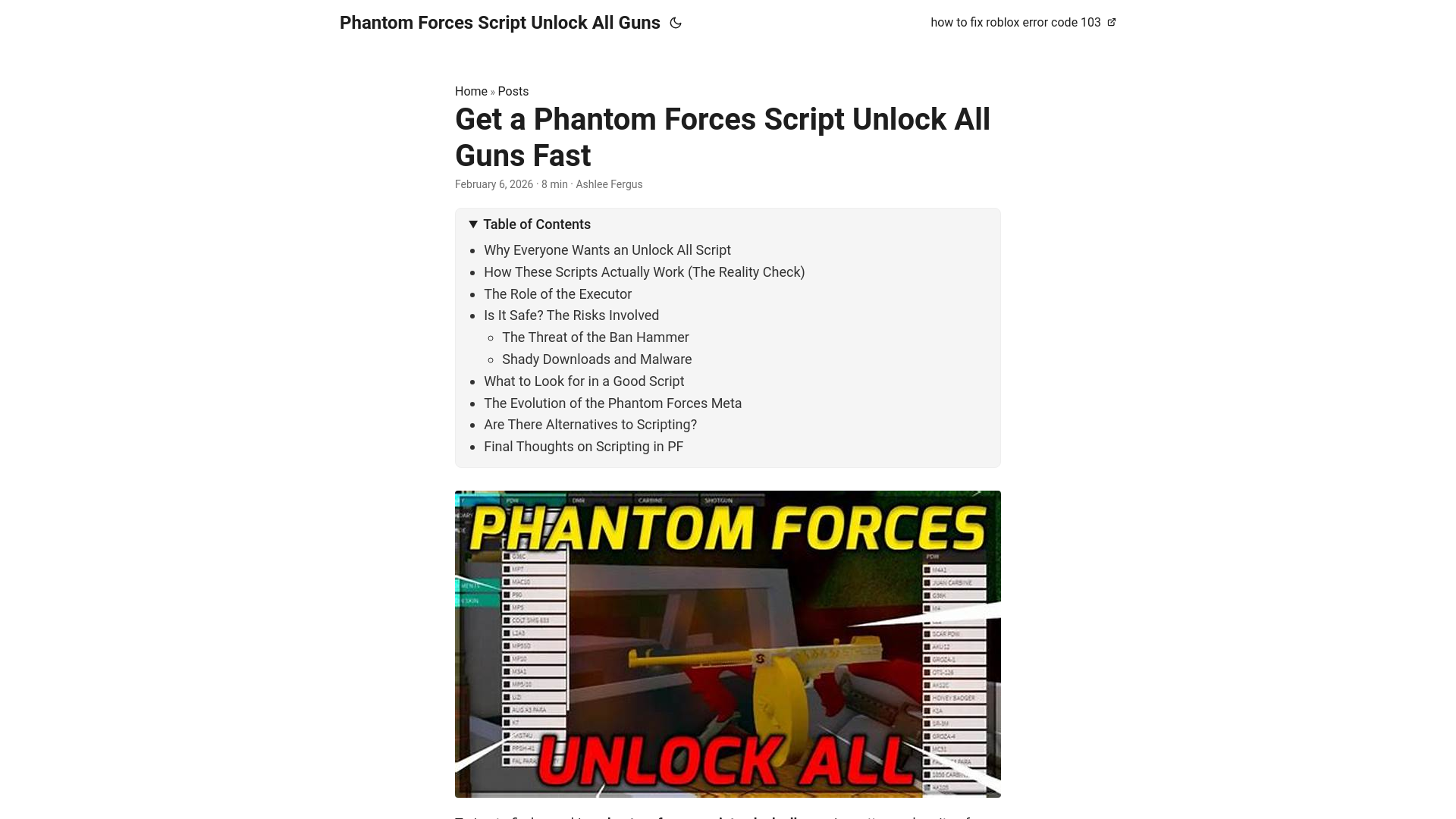 website screenshot of https://phantom-forces-script-unlock-all-guns.pages.dev/