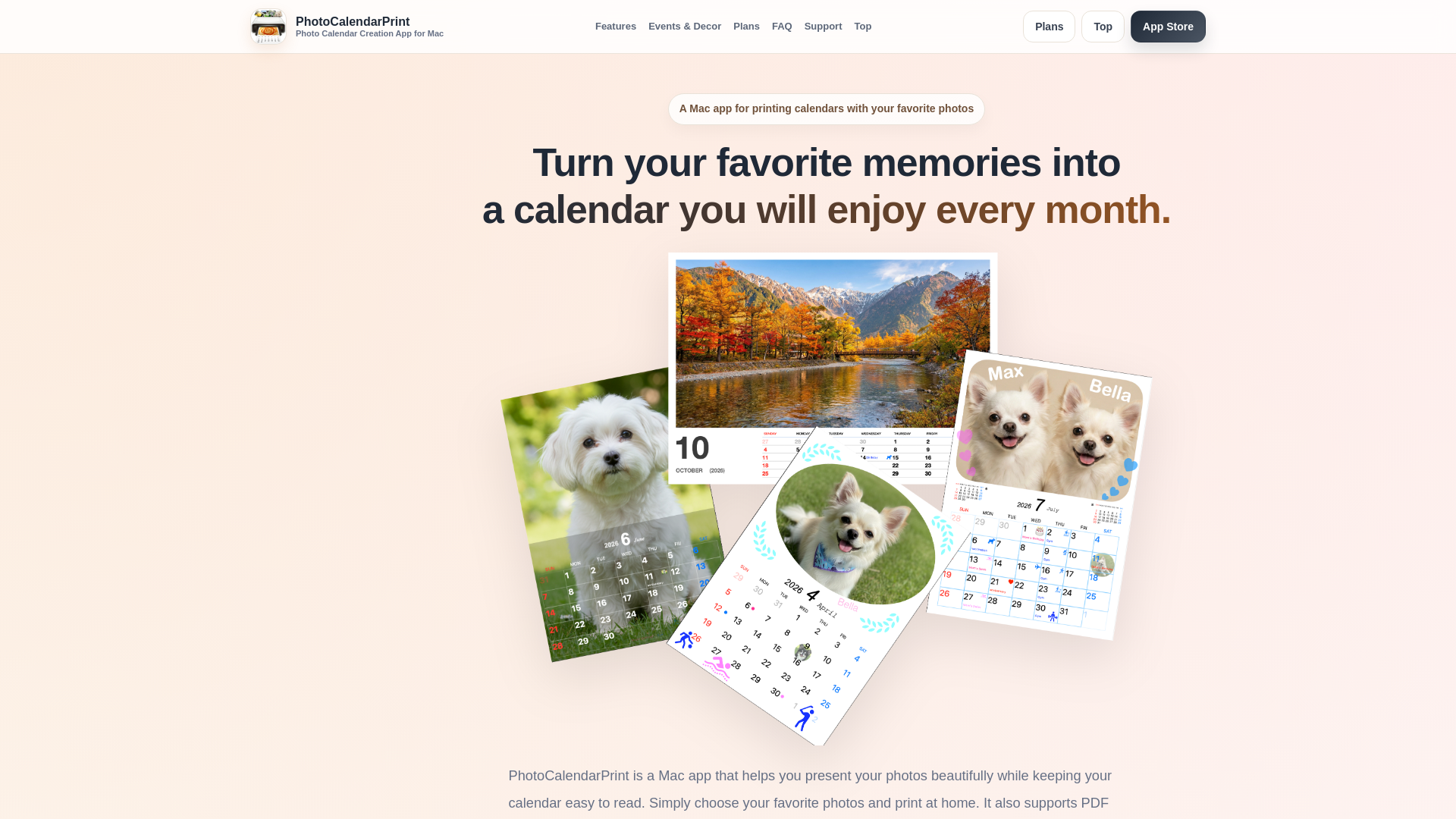 website screenshot of https://photocalendarprint.pages.dev/