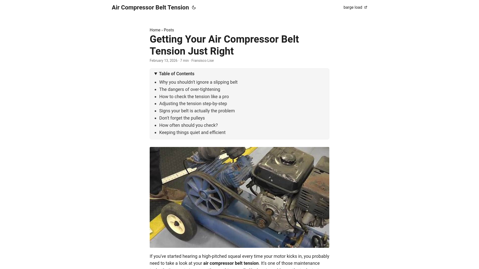 website screenshot of https://air-compressor-belt-tension.pages.dev/