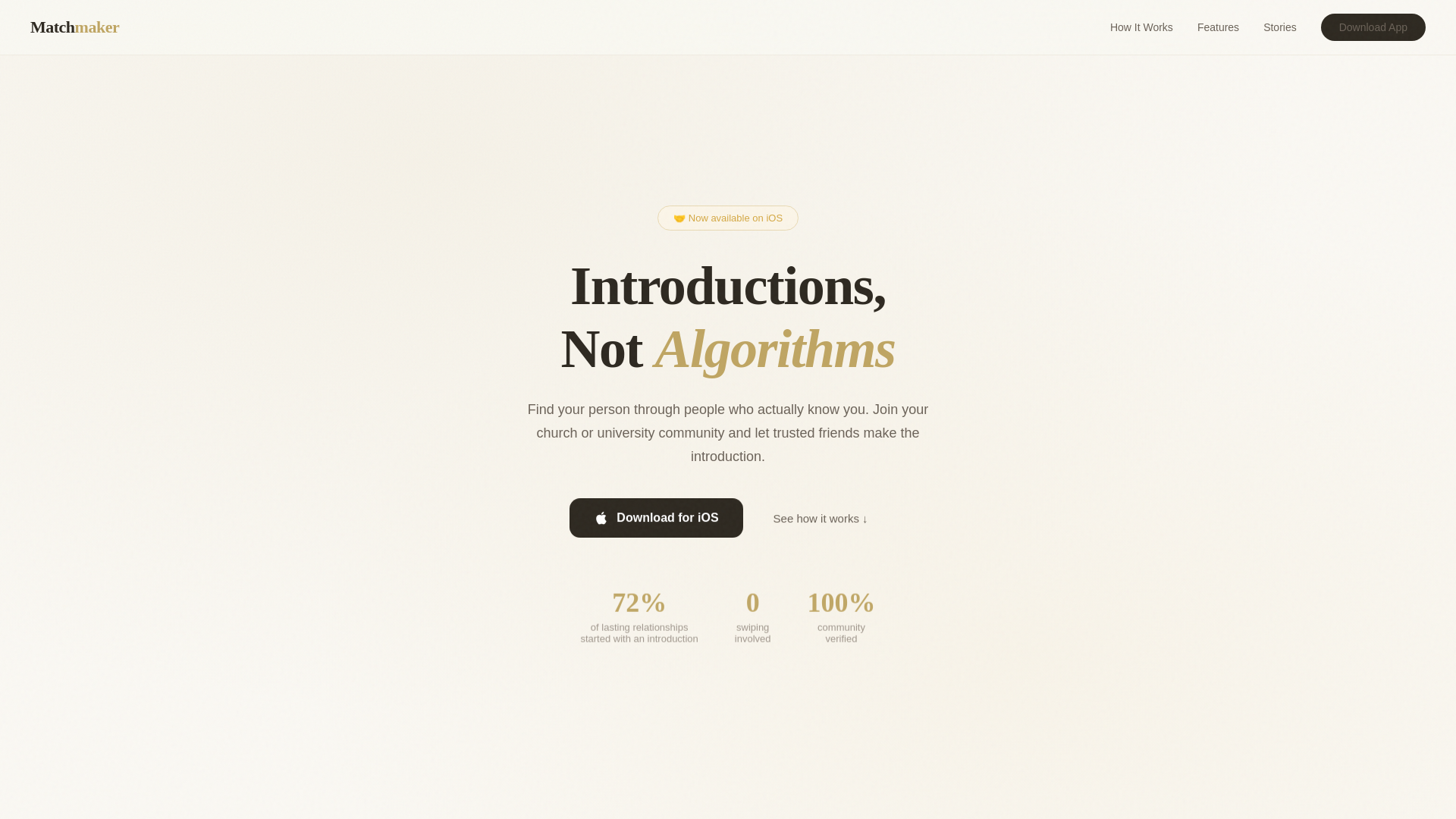 website screenshot of https://matchmakerapp.io/