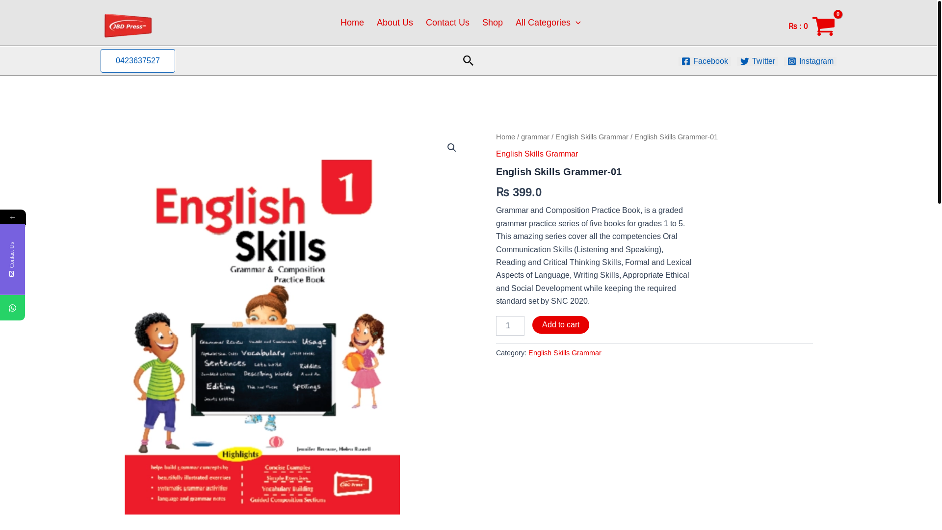 website screenshot of https://schoolbooks.jbdpress.com/product/english-skills-grammer-01/
