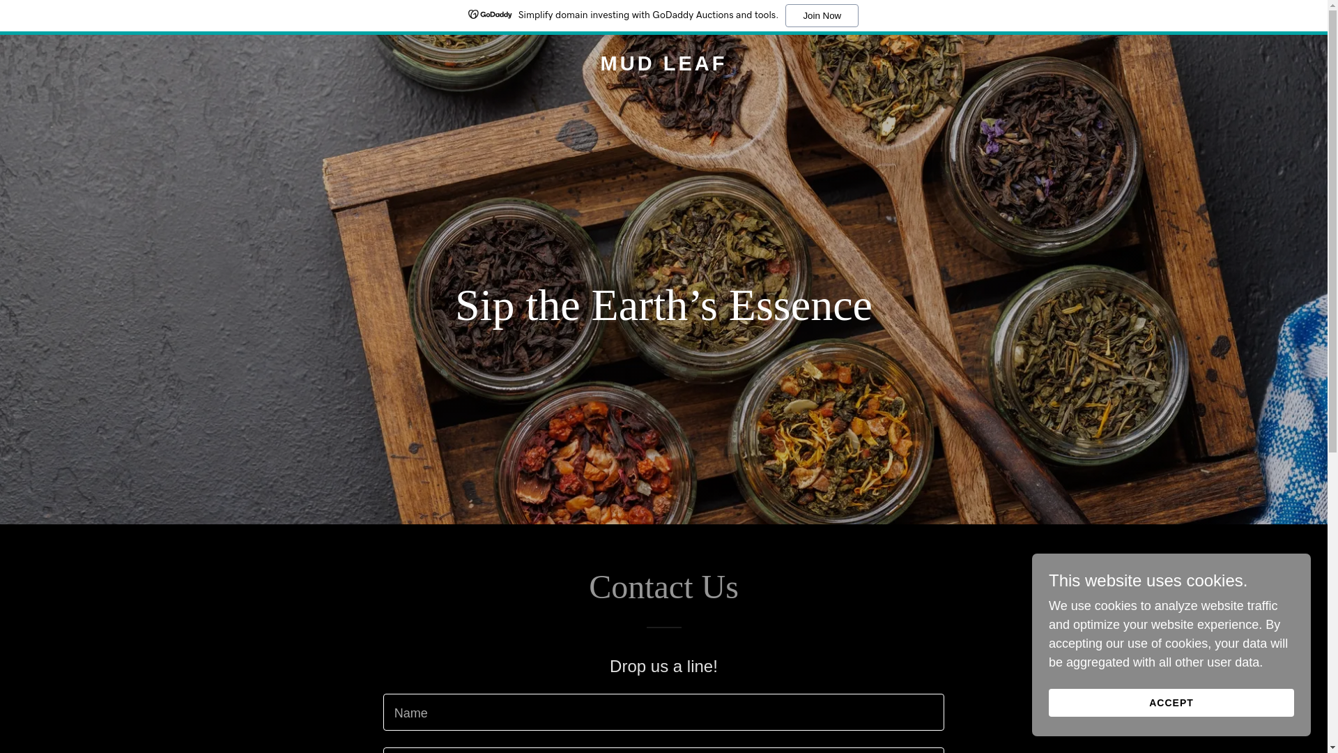 website screenshot of https://mudleaftea.com/