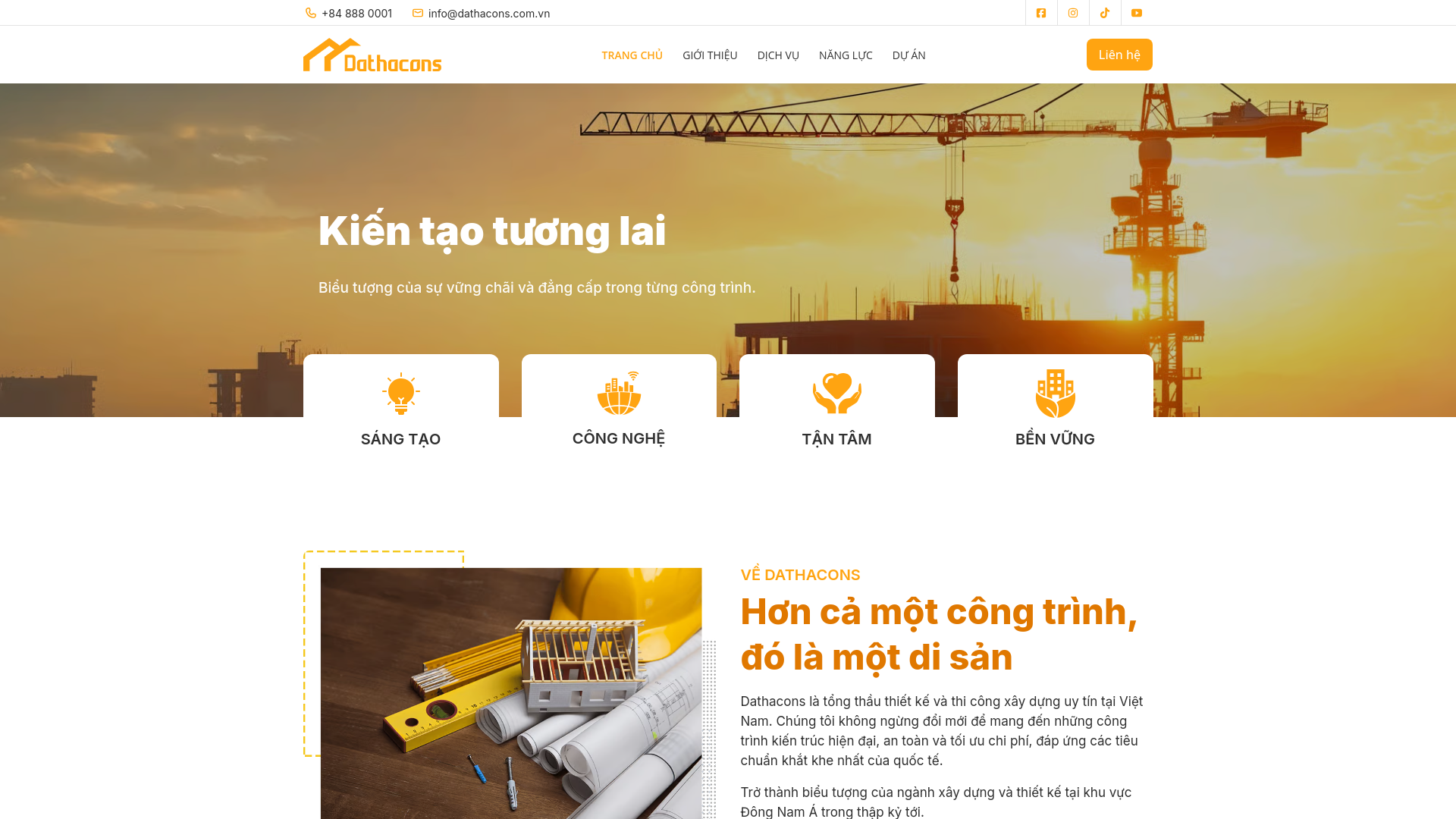 website screenshot of https://dathacons.com.vn/