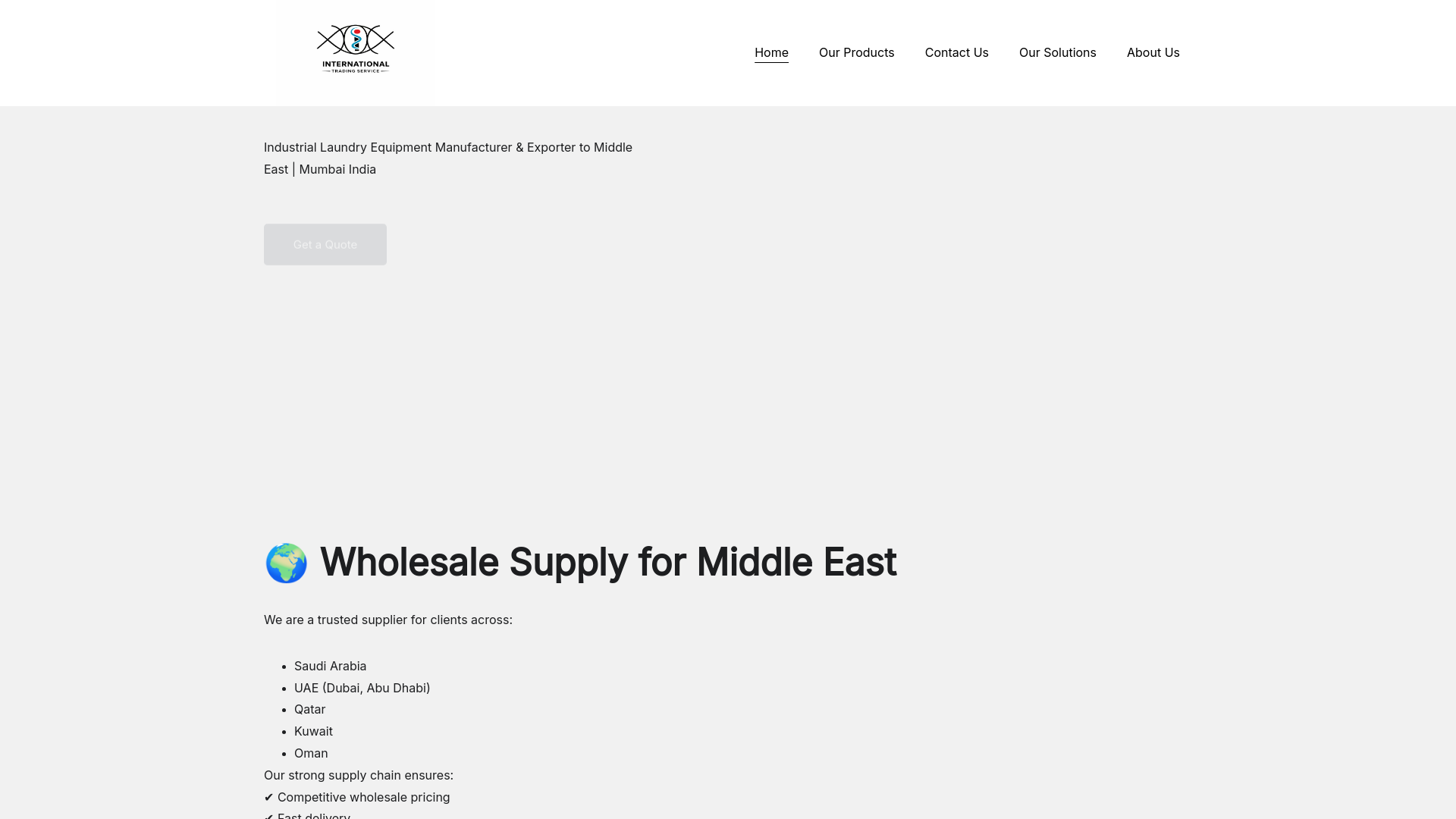 website screenshot of https://intltradingservice.com