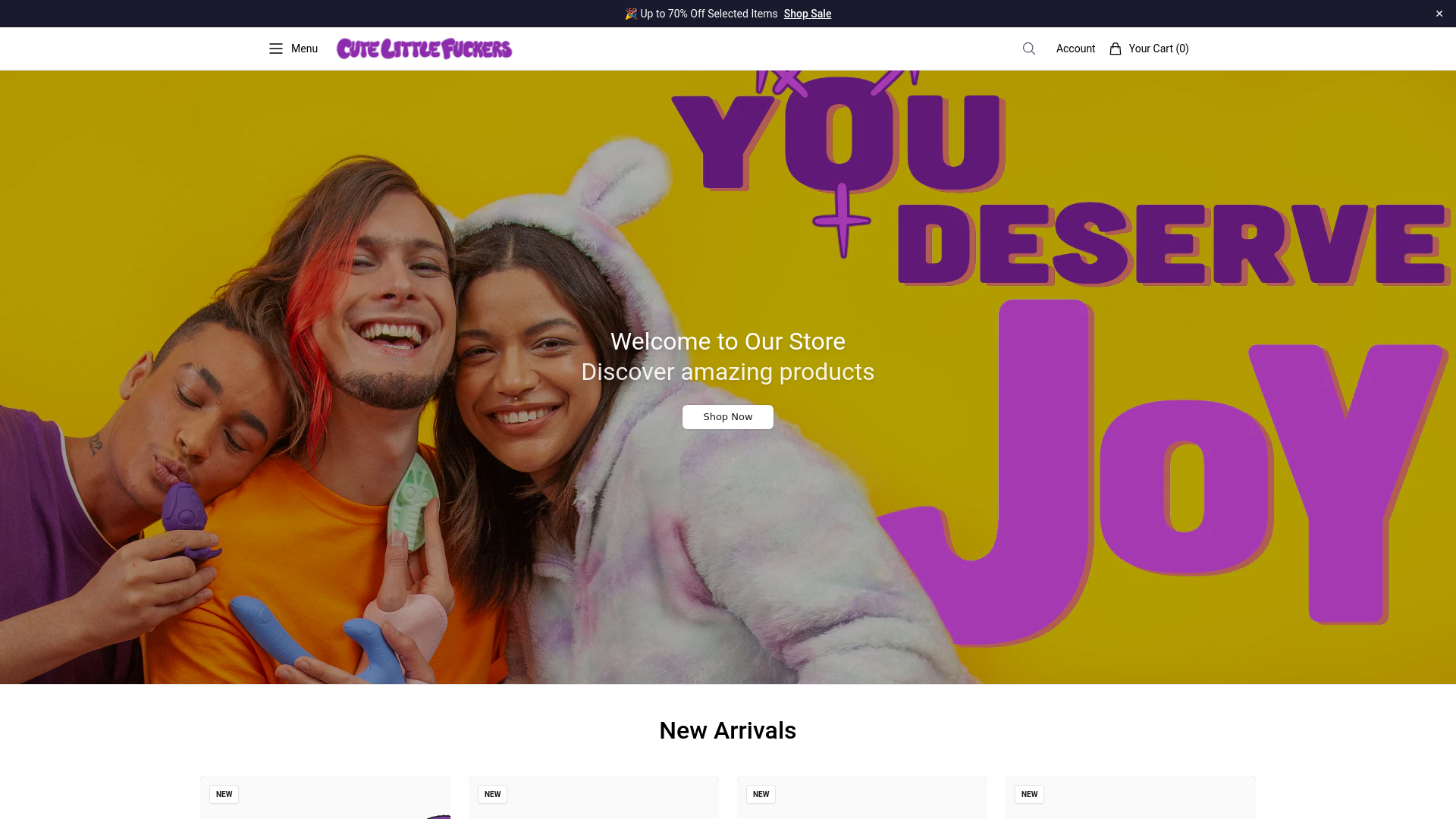 website screenshot of https://cutelittlefuckerswellness.shop