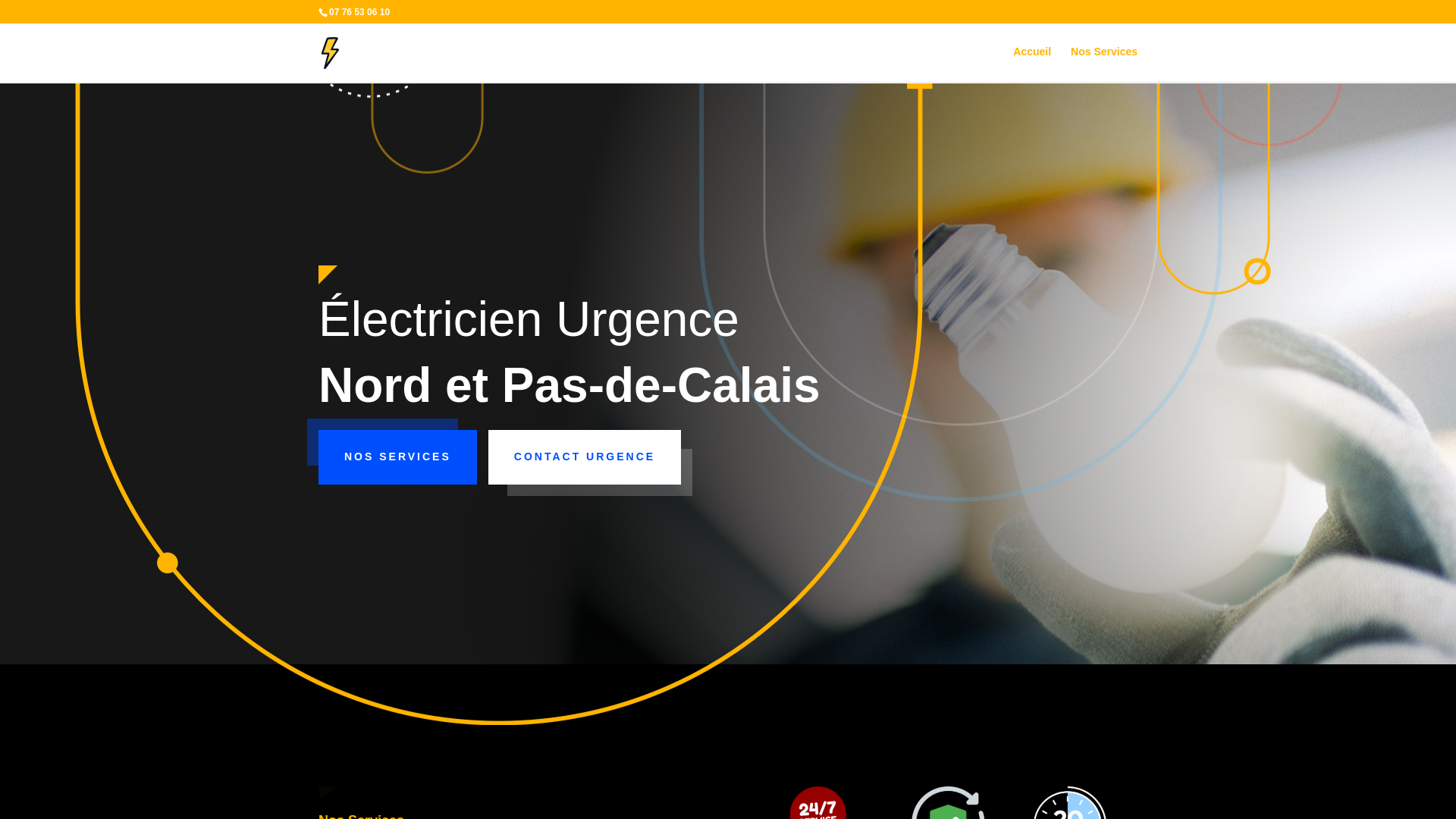 website screenshot of https://electricien-urgence59-62.fr/