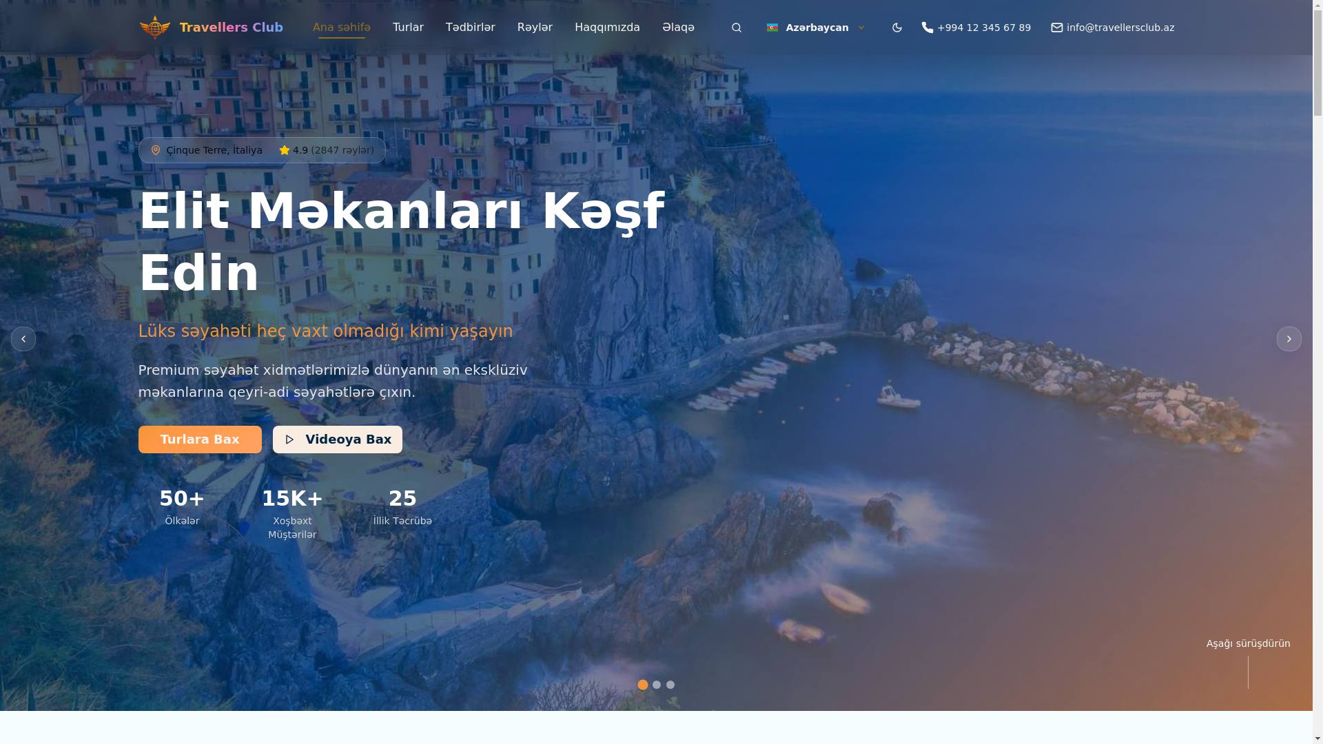 website screenshot of https://travellersclub.az/