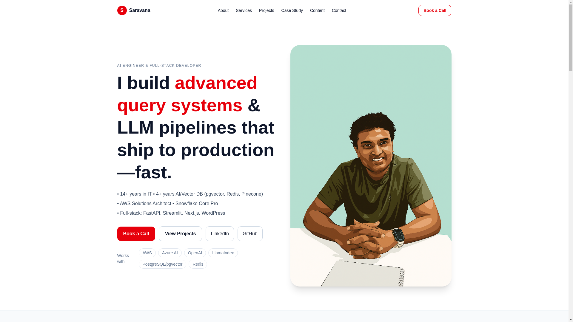 website screenshot of https://saravana.one/